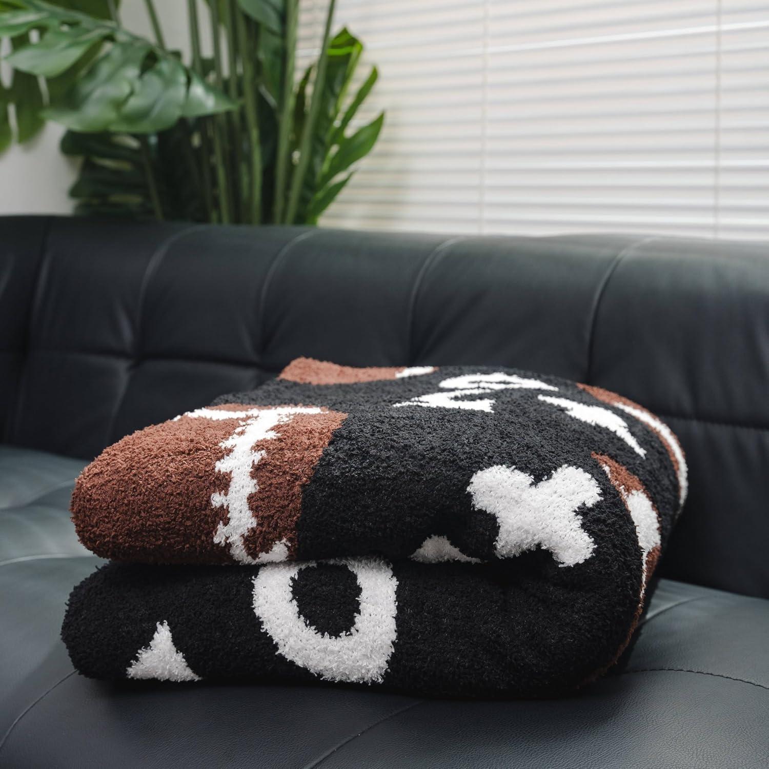 Manta de Fútbol Reversible XING7DAY 130x160 cm Negra Marrón