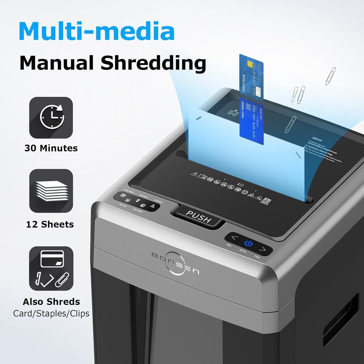 Trituradora de Papel BONSEN S3113 Automática 300 Hojas 60 Min