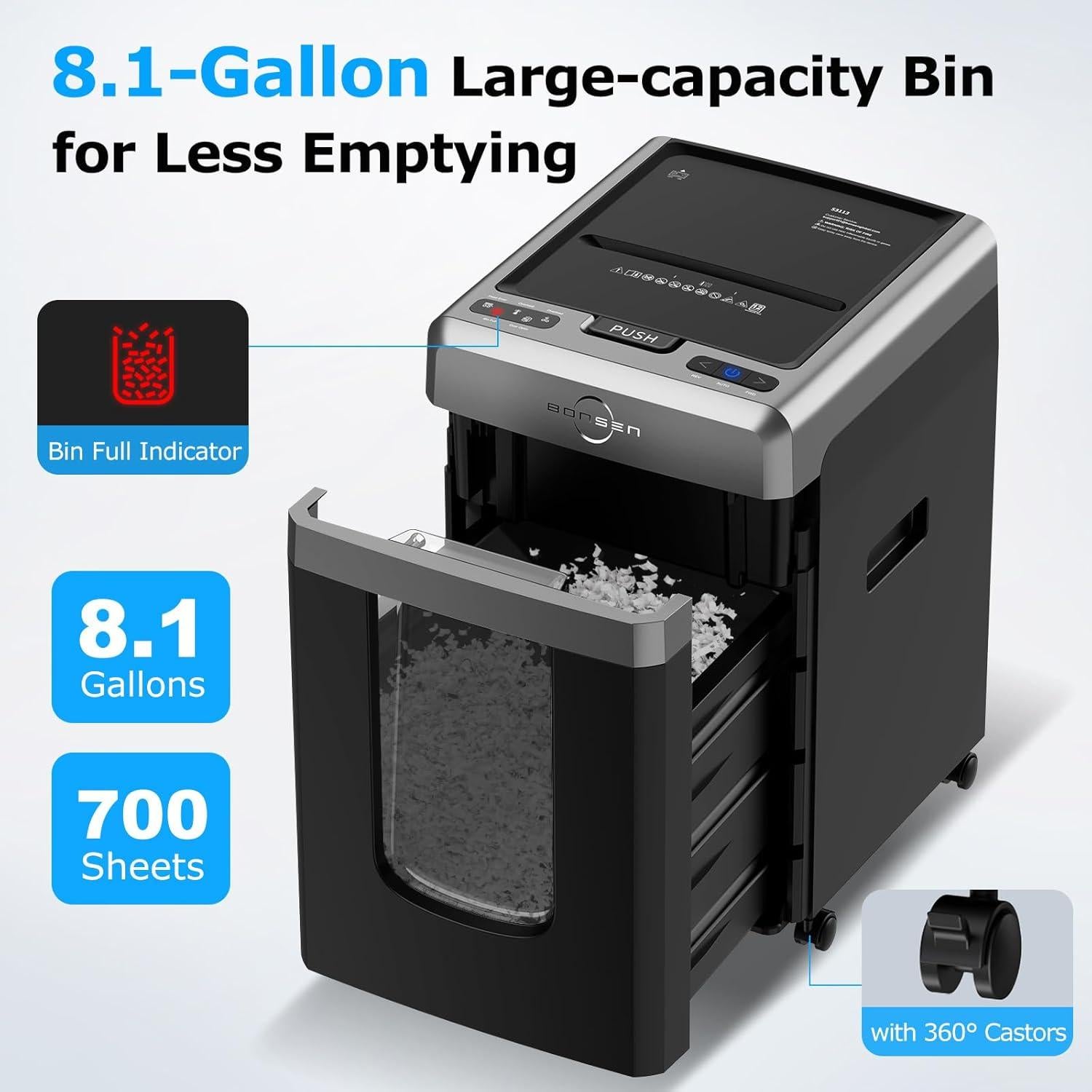 Trituradora de Papel BONSEN S3113 Automática 300 Hojas 60 Min