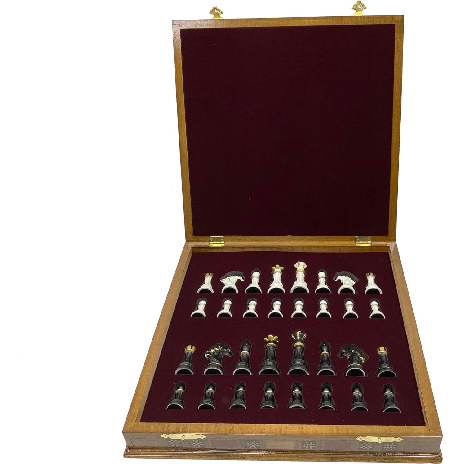 Juego de Ajedrez de Madera Antochia - Tablero 42x42cm, Piezas Pintadas a Mano
