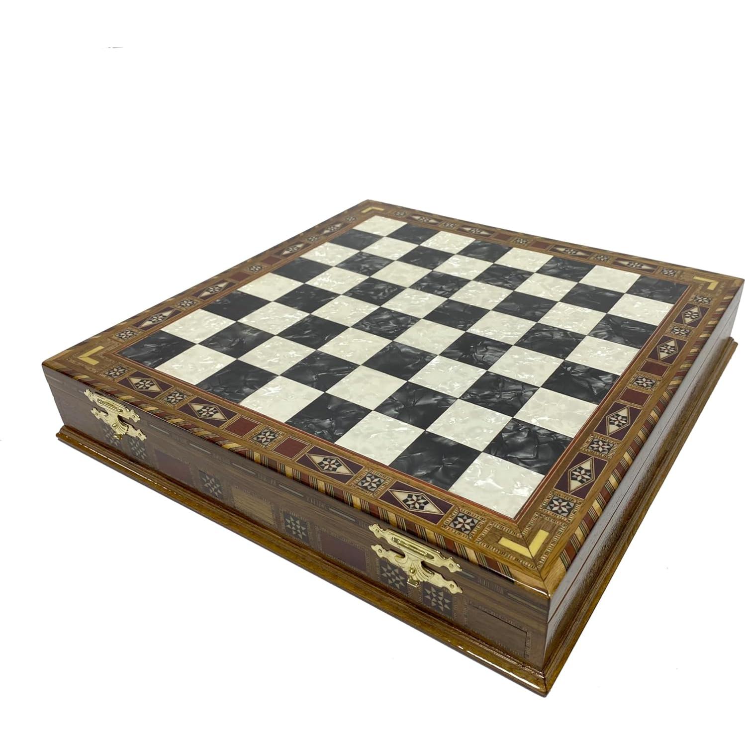 Juego de Ajedrez de Madera Antochia - Tablero 42x42cm, Piezas Pintadas a Mano