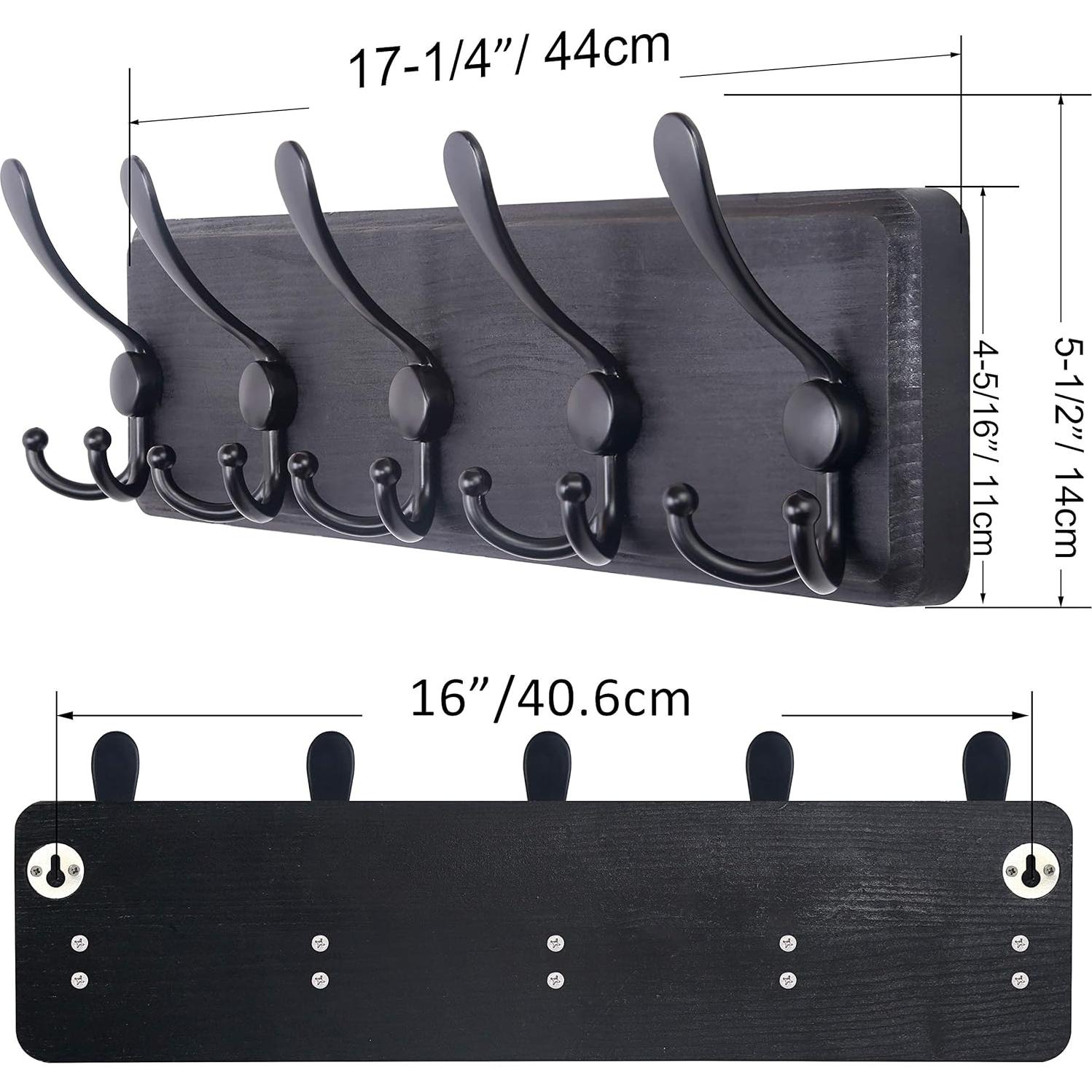 Perchero de Pared Rústico SKOLOO con 5 Ganchos Triples 40.64 cm