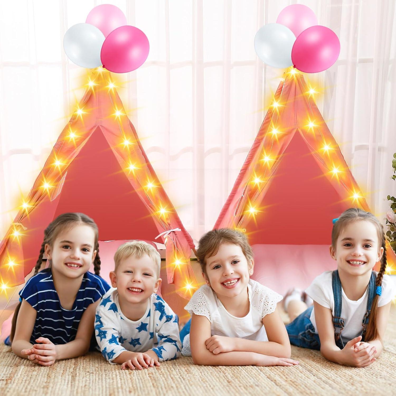 Tienda Teepee Windyun 4 Pack Rosa con Colchón y Luces