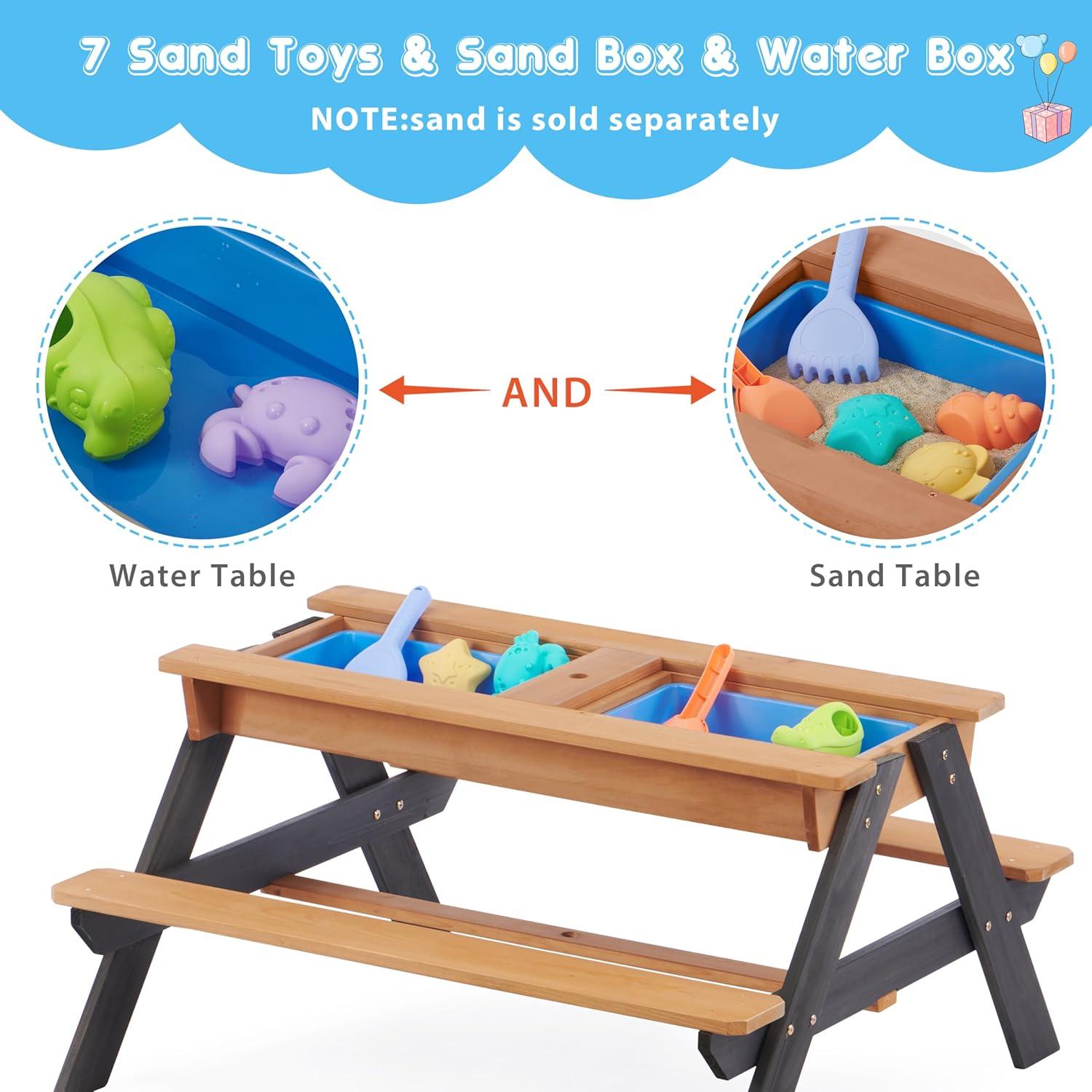 Mesa de Arena y Agua Convertible SoliWood 94x89 cm para Niños