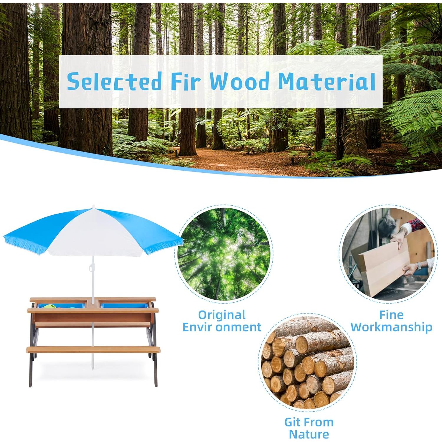 Mesa de Arena y Agua Convertible SoliWood 94x89 cm para Niños