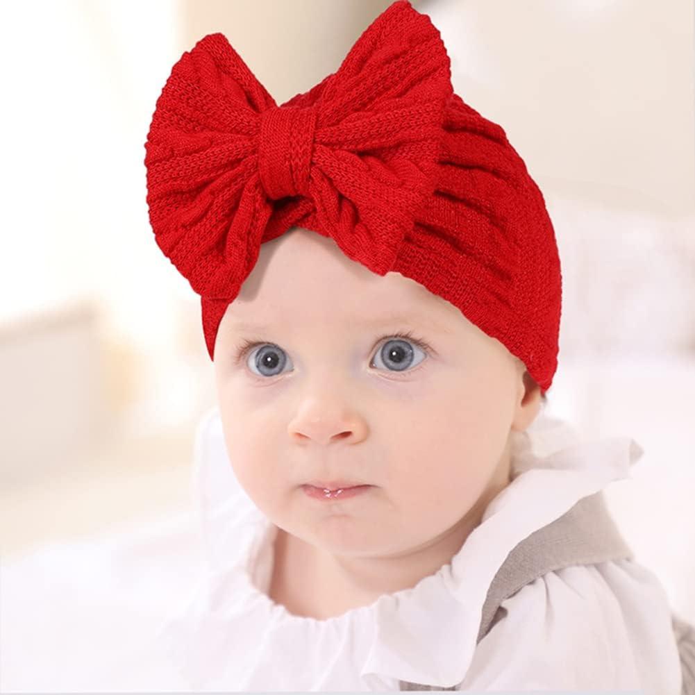 Gorro Beanie para Niñas 0-24 Meses Algodón Lino con Lazo