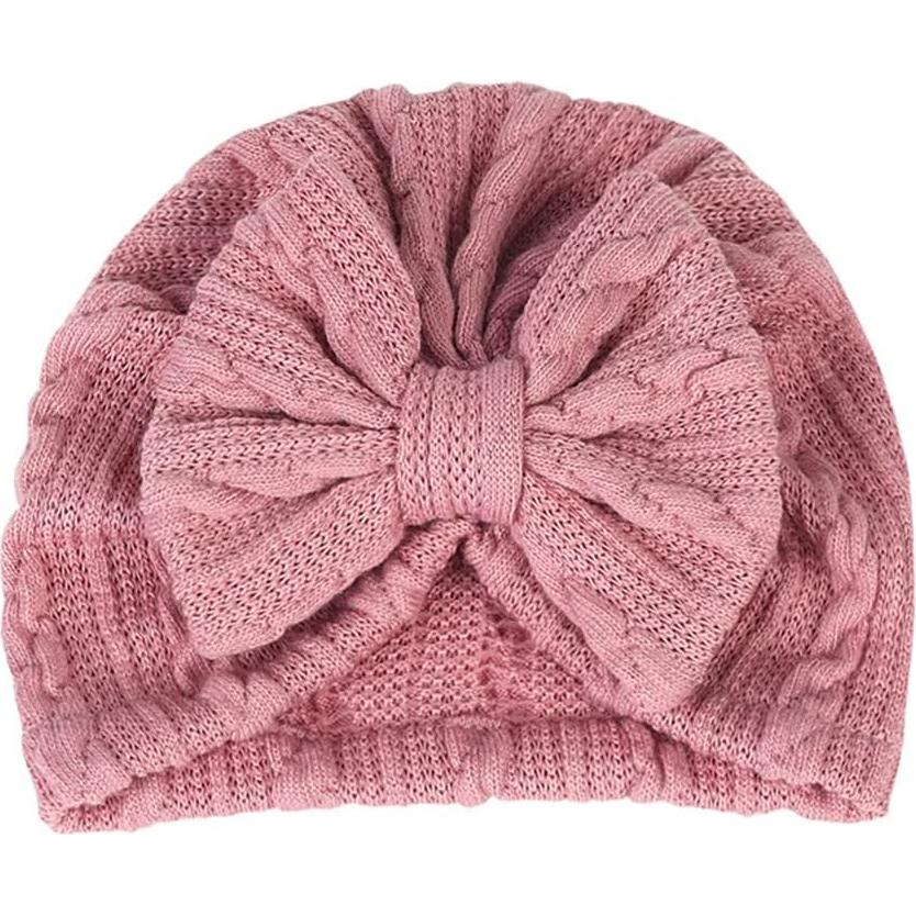 Gorro Beanie para Niñas 0-24 Meses Algodón Lino con Lazo