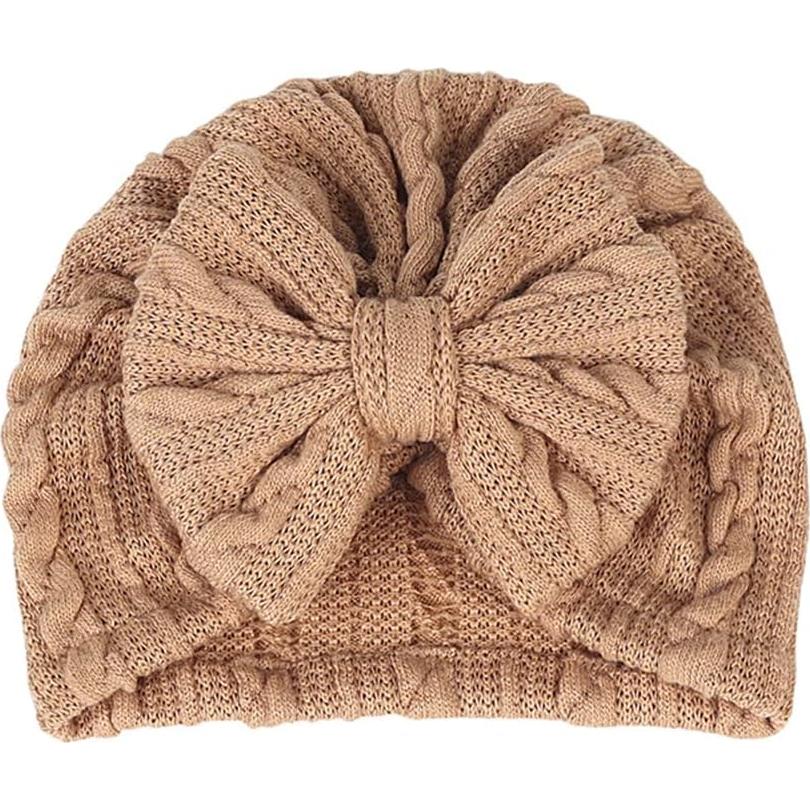Gorro Beanie para Niñas 0-24 Meses Algodón Lino con Lazo