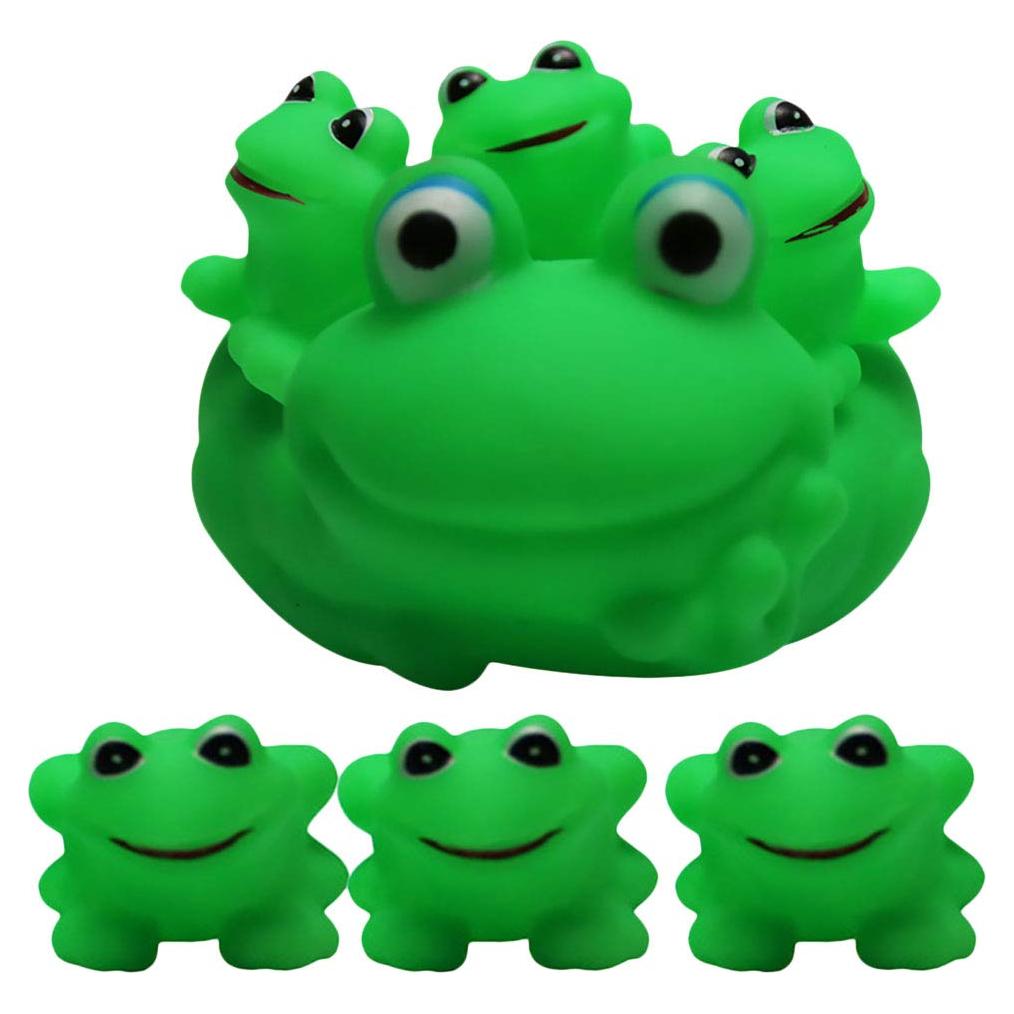 Set de 7 Juguetes de Baño de Ranas para Bebés - Vinilo Verde
