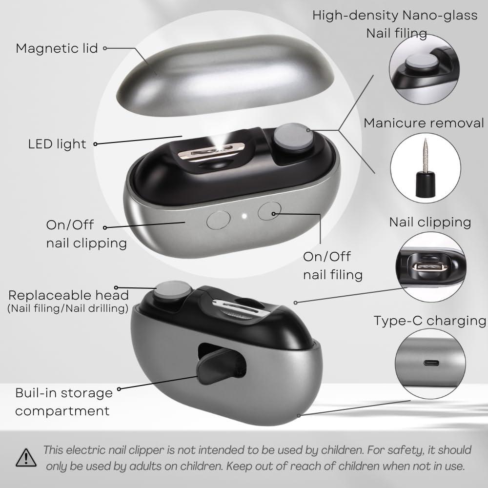 Cortador de Uñas Eléctrico LUFFCABO 3 en 1 con Luz LED