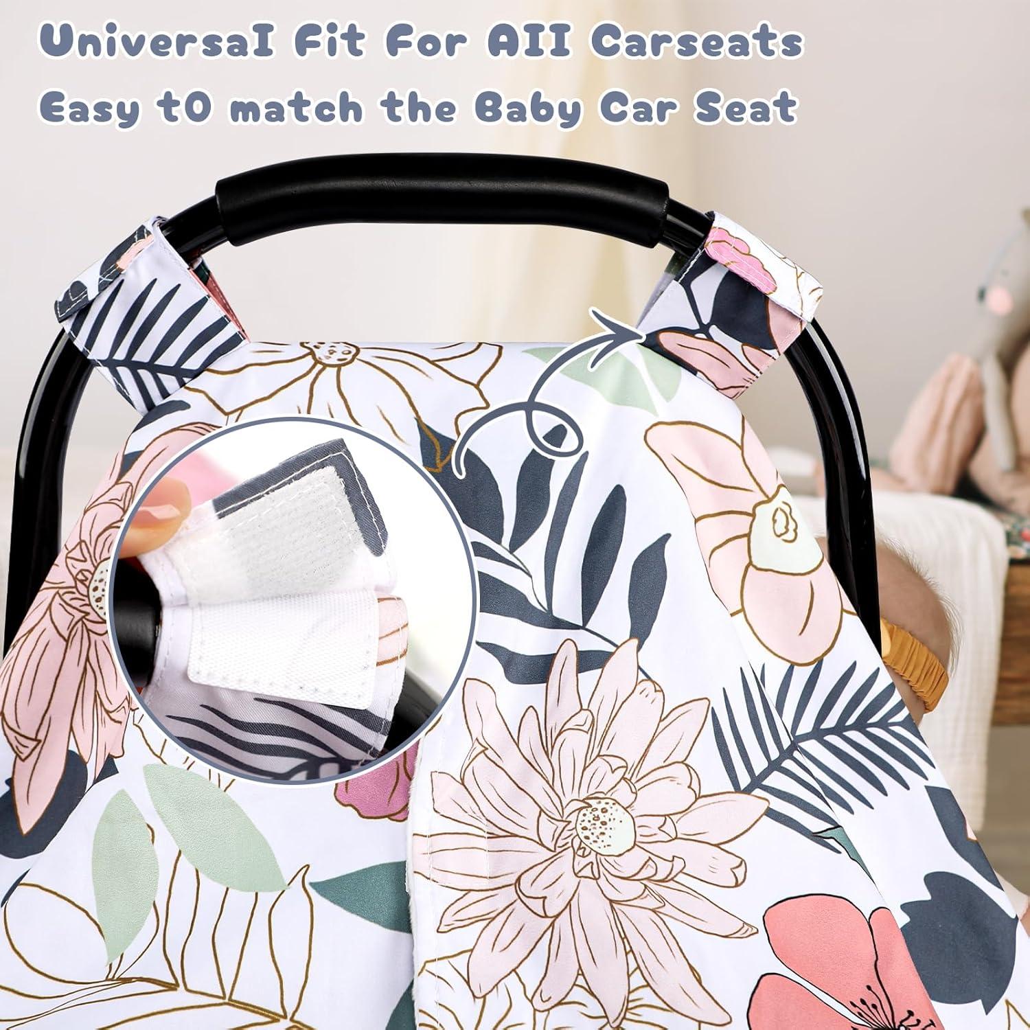 Funda de Asiento de Coche para Bebé HNHUAMING Floral Minky