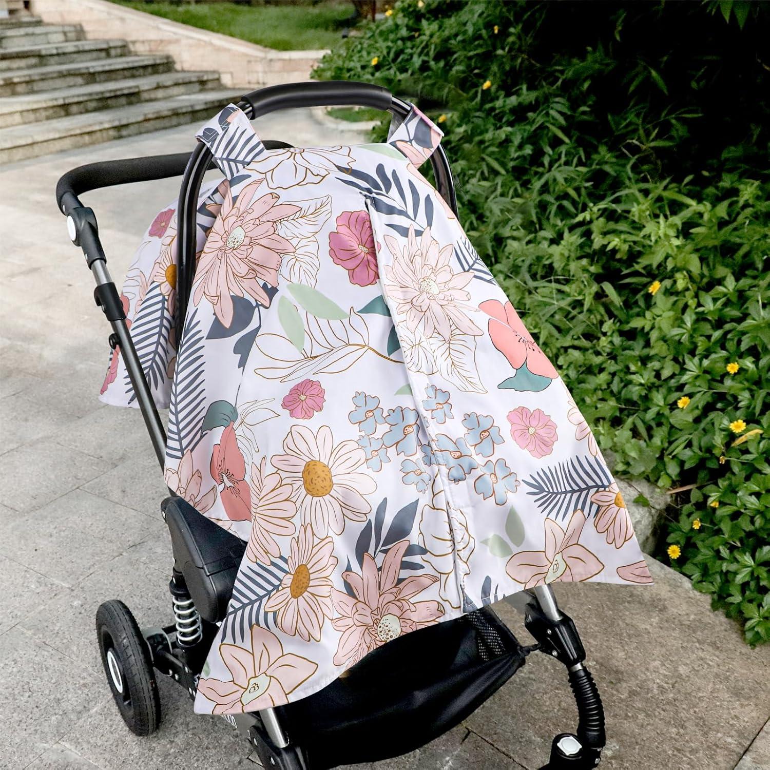 Funda de Asiento de Coche para Bebé HNHUAMING Floral Minky