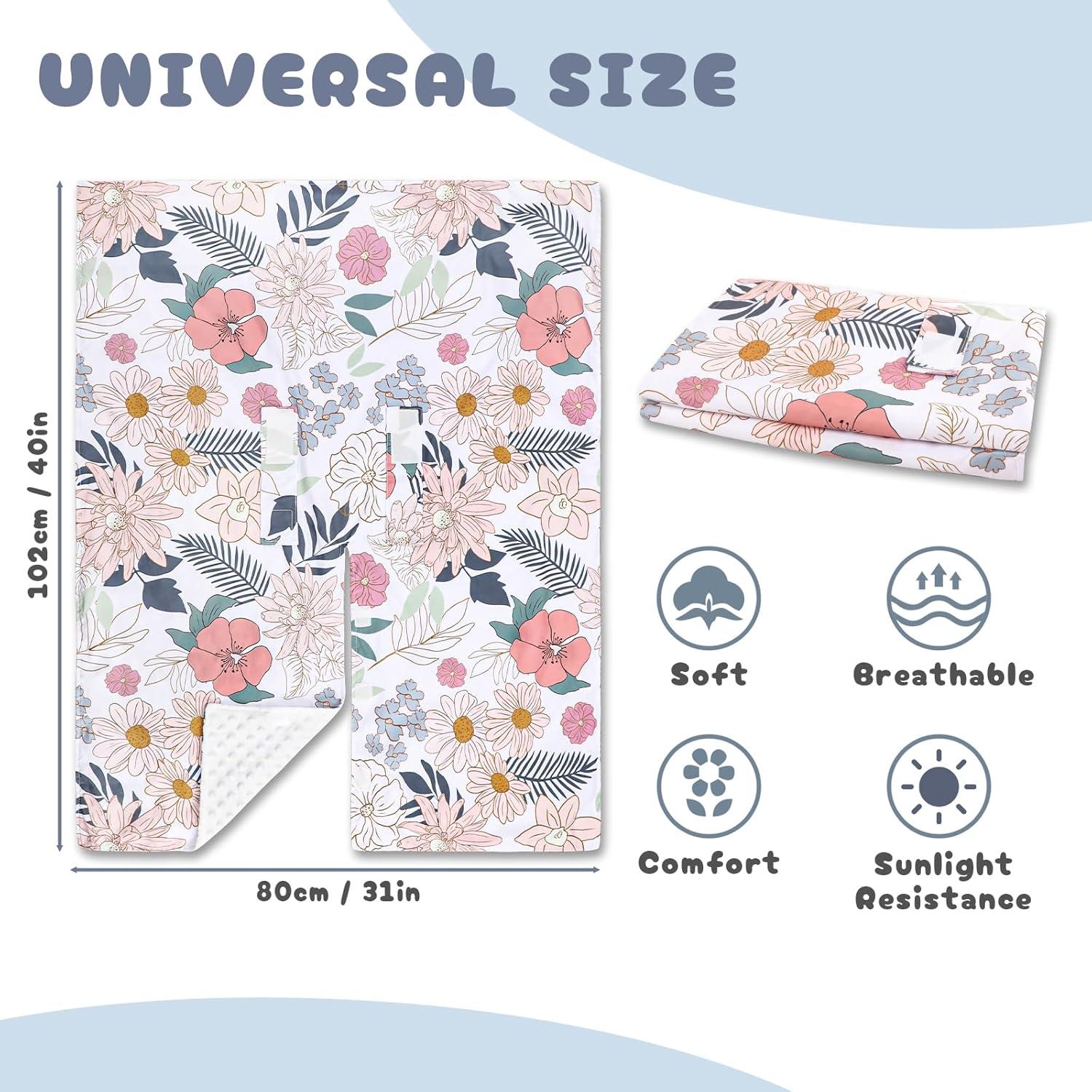 Funda de Asiento de Coche para Bebé HNHUAMING Floral Minky