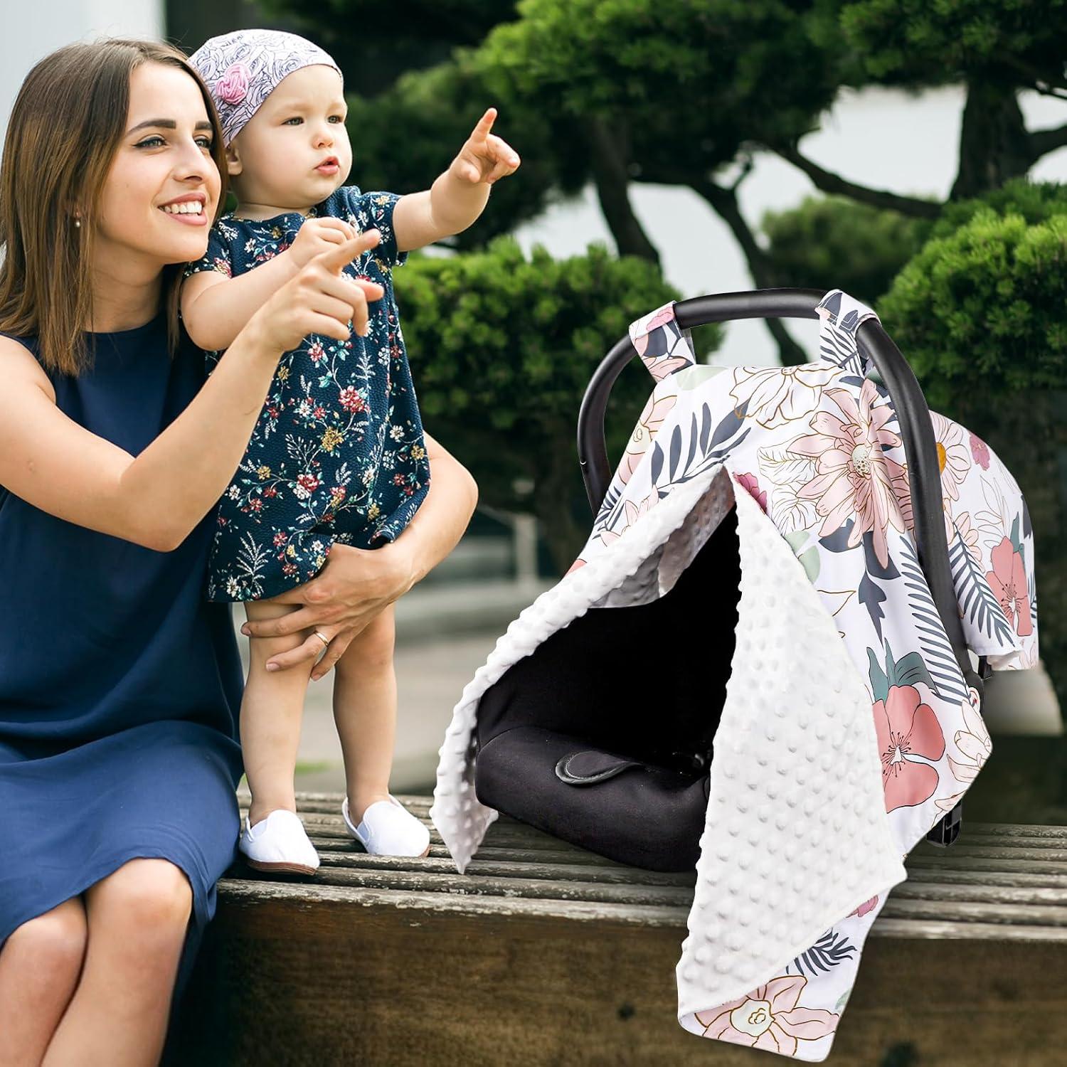 Funda de Asiento de Coche para Bebé HNHUAMING Floral Minky