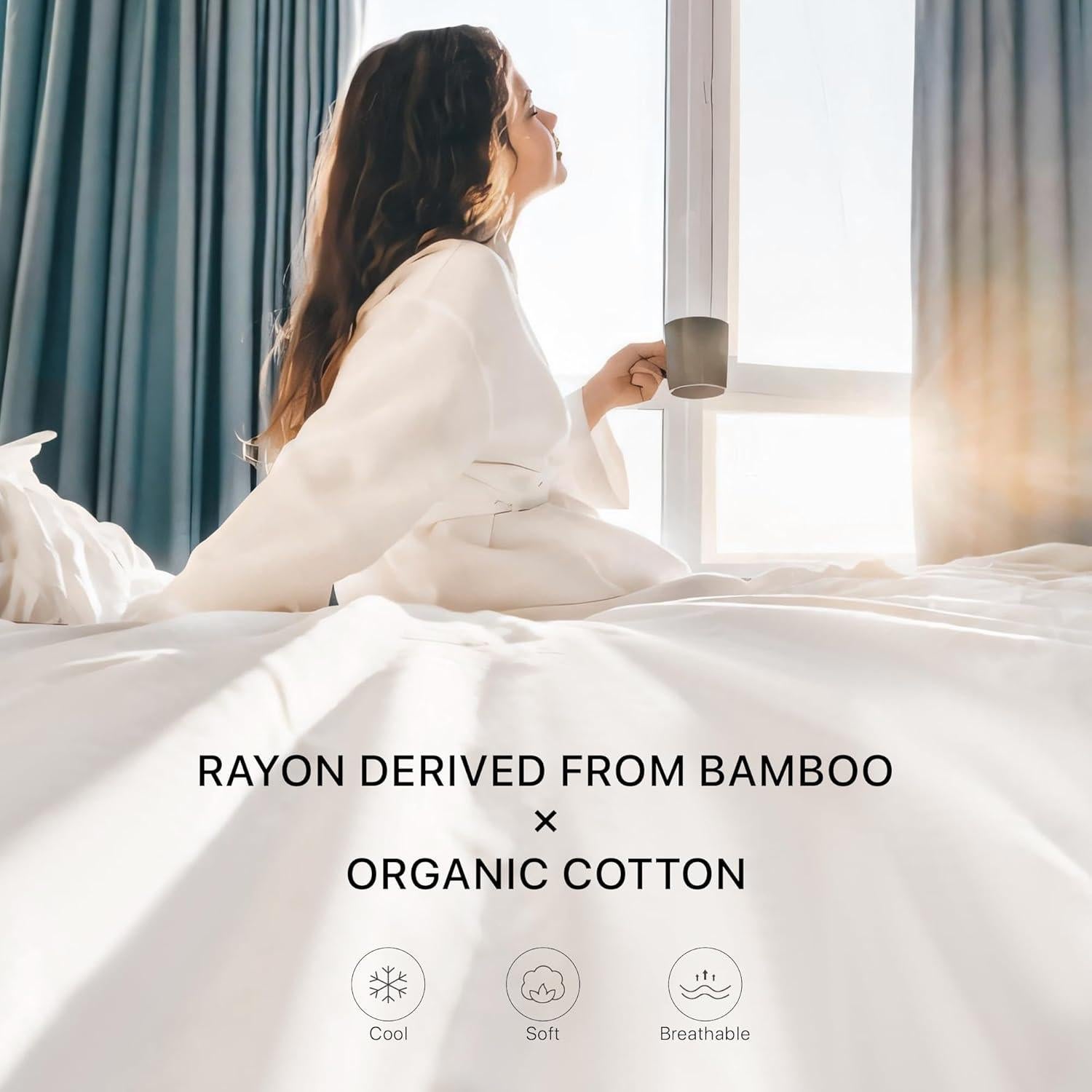 Juego de Sábanas NATUREFIELD Individual 3 Piezas Rayón Bambú