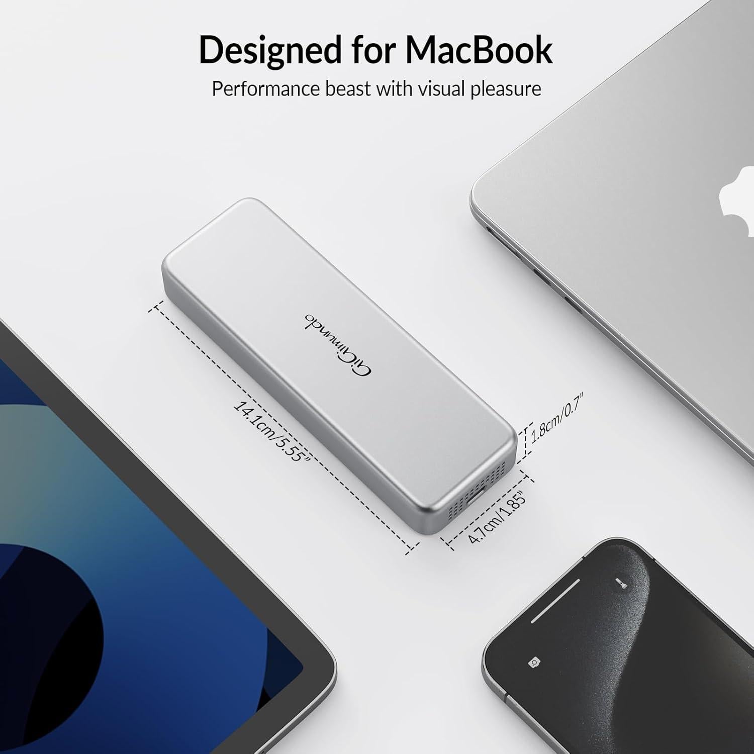 SSD Portátil GiGimundo G40 512GB USB4 40Gbps Aluminio CNC