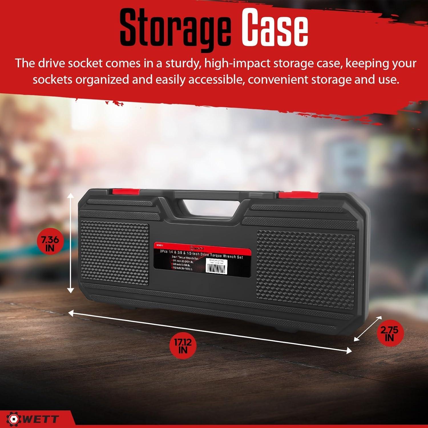 Juego de Llaves de Torque WETT 3 Piezas 1/4, 3/8, 1/2" 2.26-216.56NM