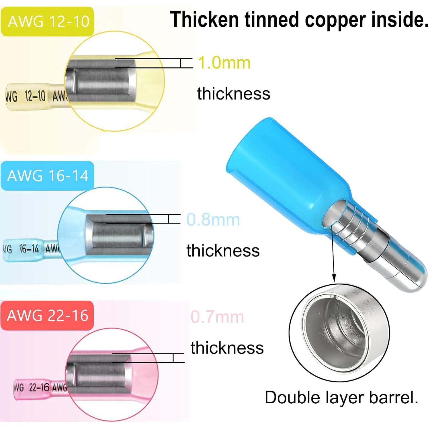 Kit de 110 Conectores de Cable de Bala Termoretráctiles Feggizuli
