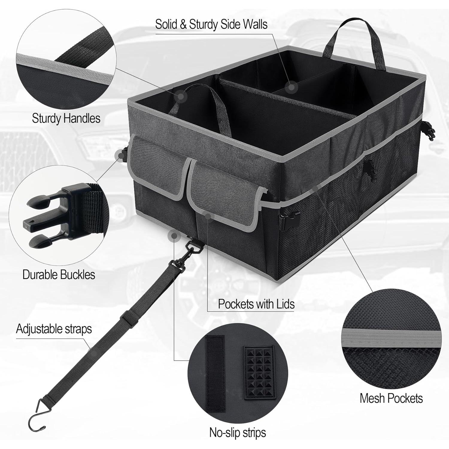 Organizador de Maletero UYYE Colapsable 3 Compartimentos Antideslizante