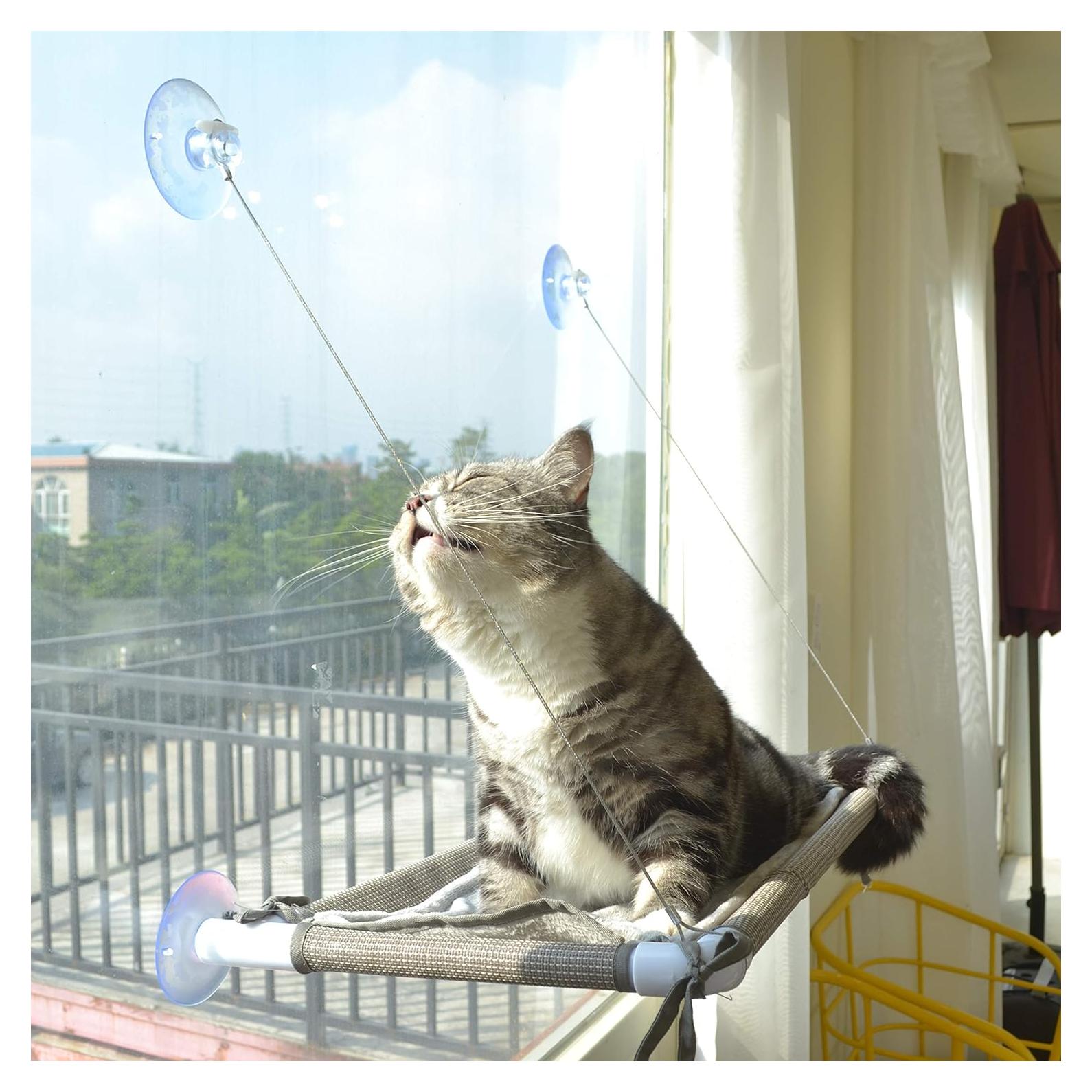 Hamaca de Ventana para Gatos PEFUNY Beige - Soporta 18 kg