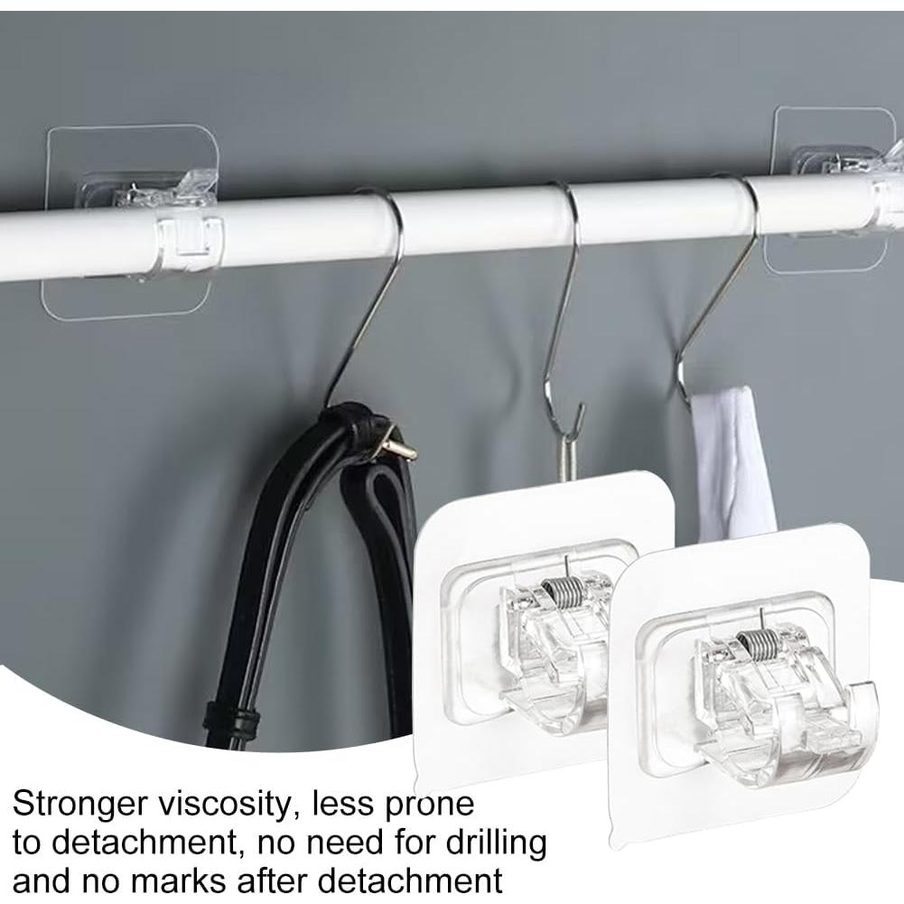 Soporte de Barra de Cortina Faddare 8 Pcs Adhesivos Transparentes