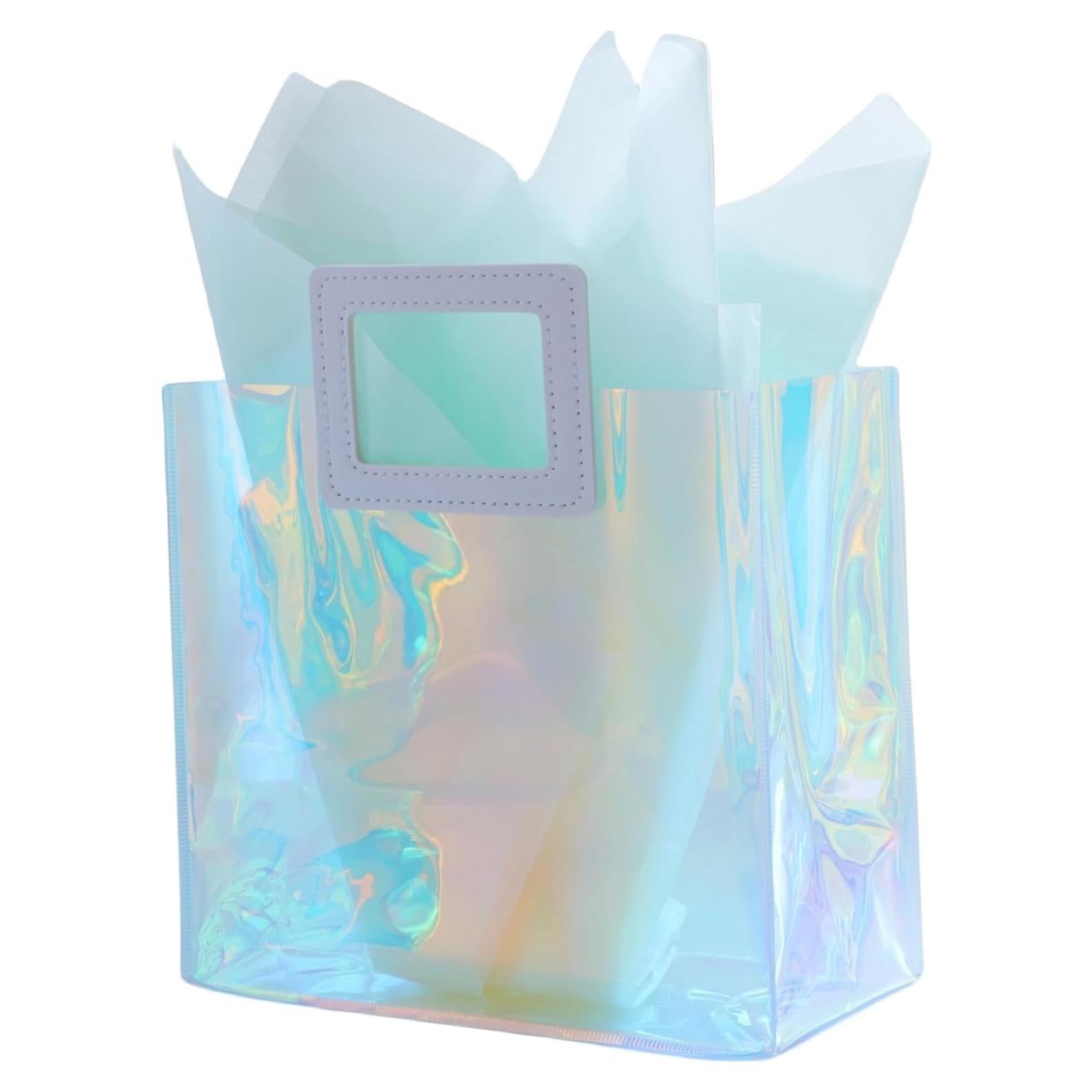 Bolsa de Regalo Grande Holográfica VUOJUR 32.5x29.5cm Acuamarina