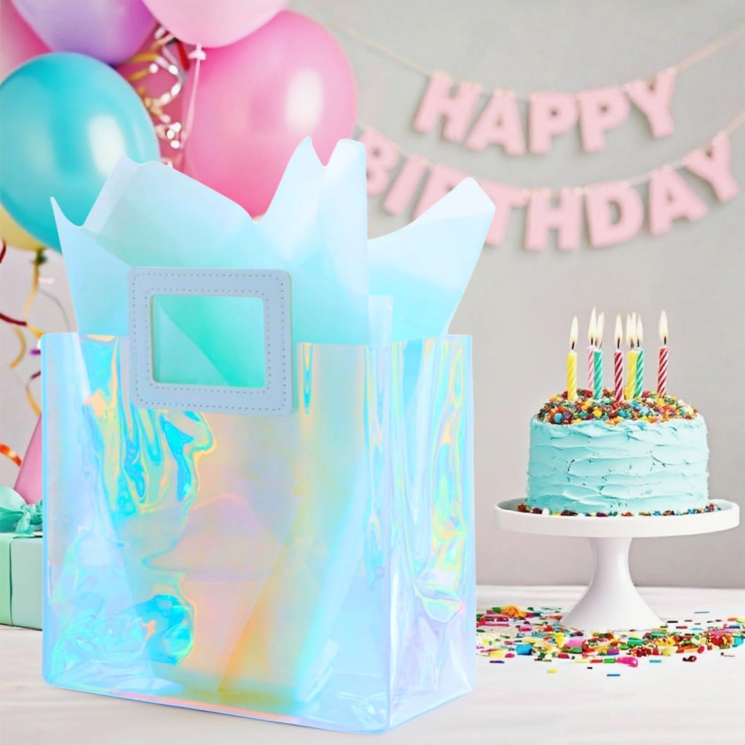 Bolsa de Regalo Grande Holográfica VUOJUR 32.5x29.5cm Acuamarina