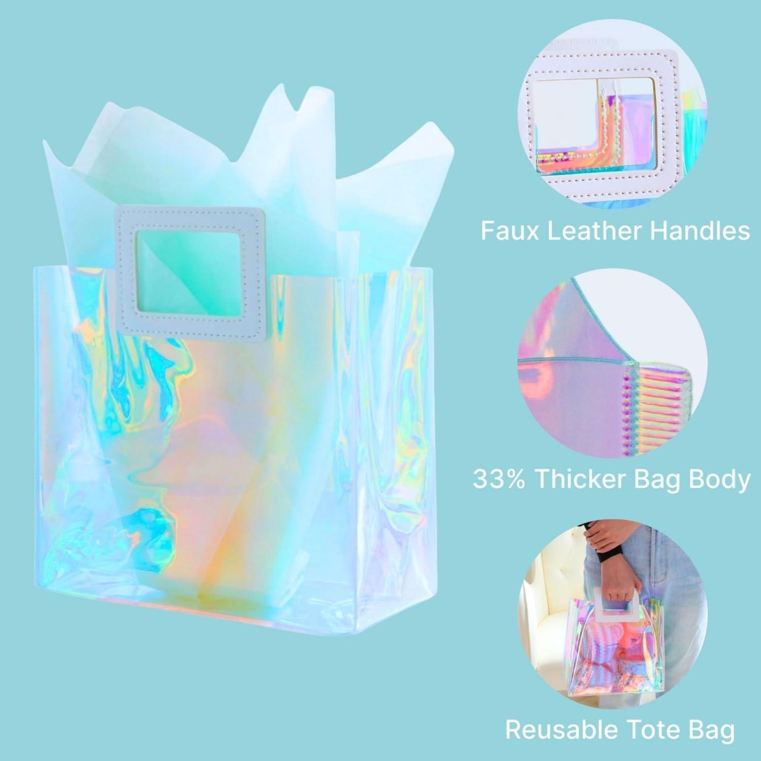 Bolsa de Regalo Grande Holográfica VUOJUR 32.5x29.5cm Acuamarina