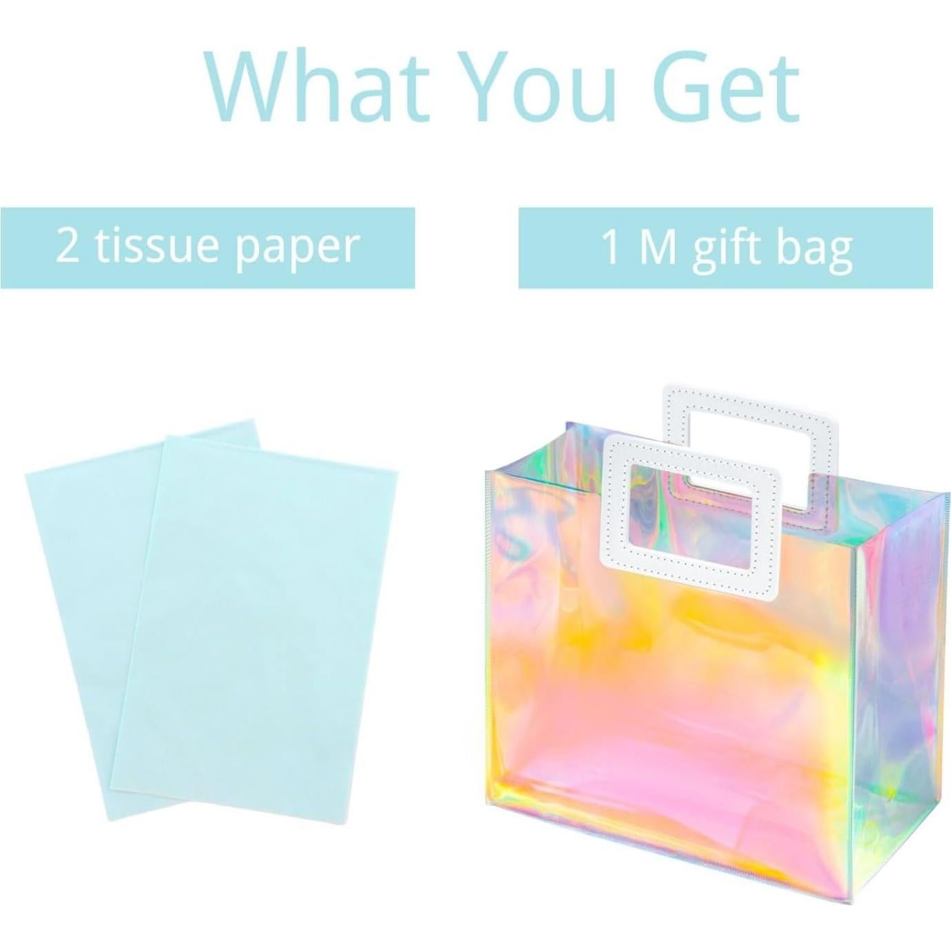 Bolsa de Regalo Grande Holográfica VUOJUR 32.5x29.5cm Acuamarina