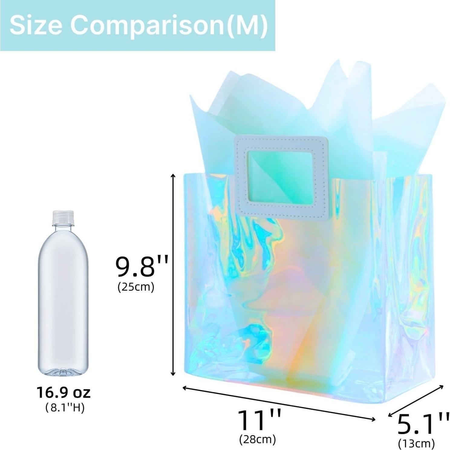 Bolsa de Regalo Grande Holográfica VUOJUR 32.5x29.5cm Acuamarina