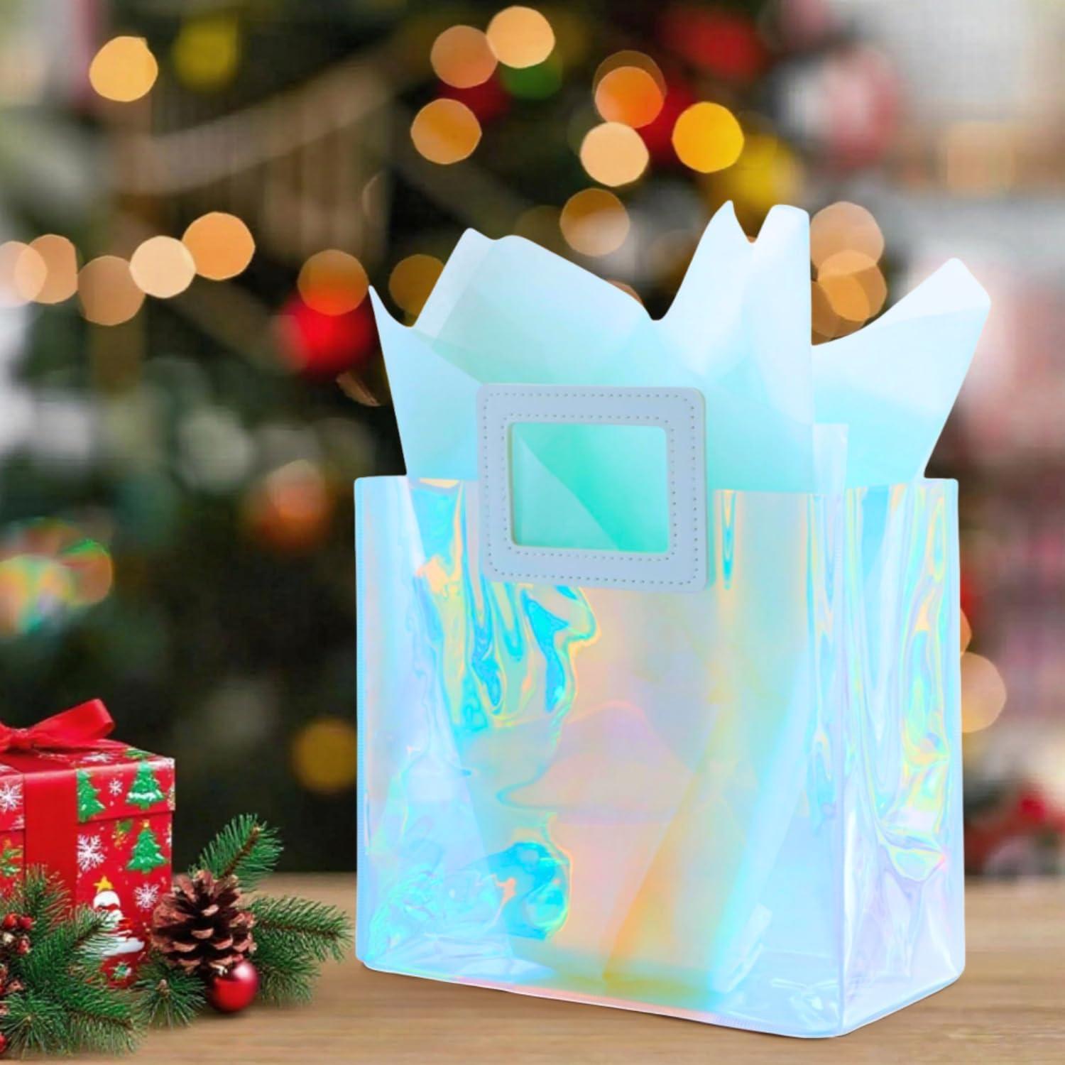 Bolsa de Regalo Grande Holográfica VUOJUR 32.5x29.5cm Acuamarina