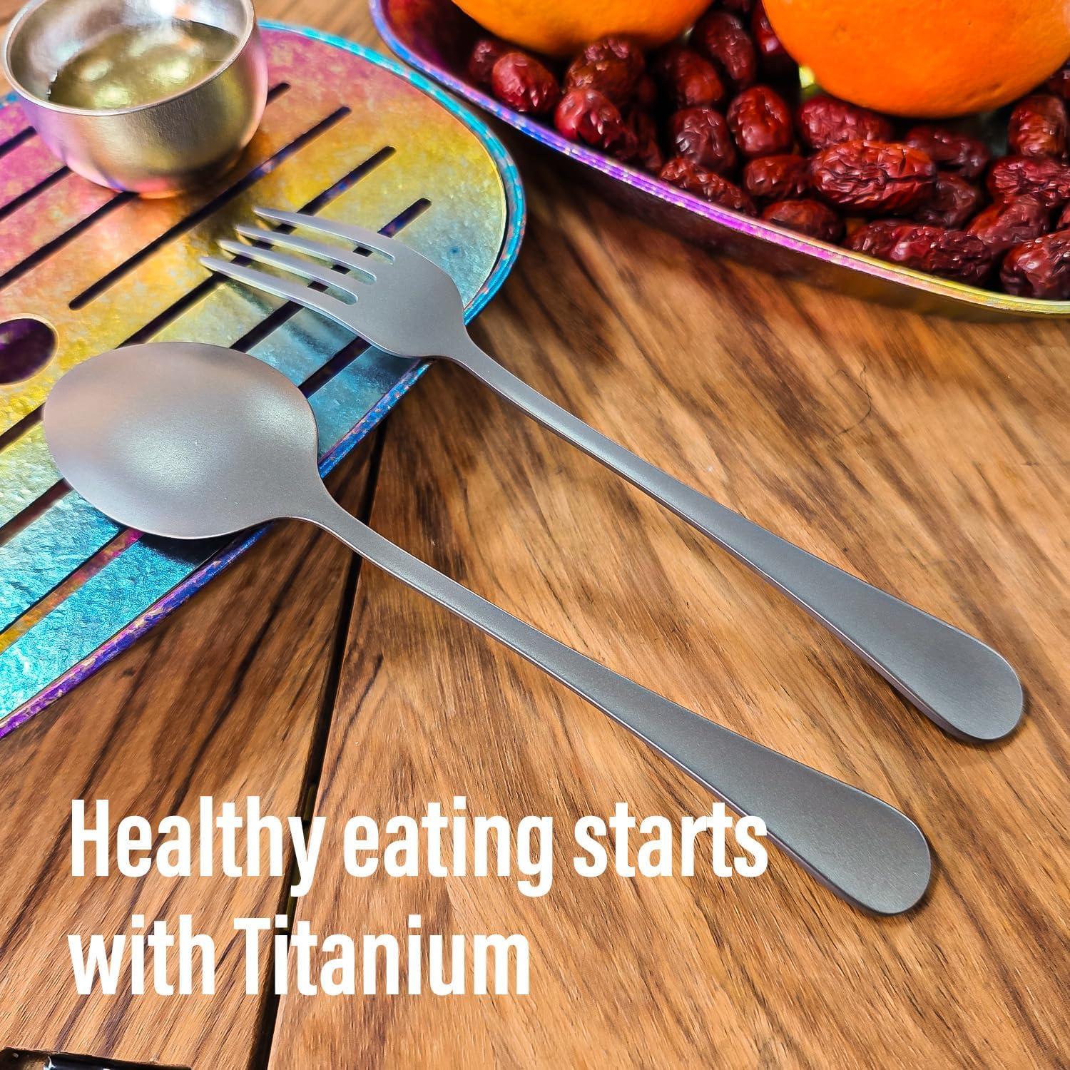 Juego de Cubiertos de Titanio TiTo - Tenedor y Cuchara 2 Pcs