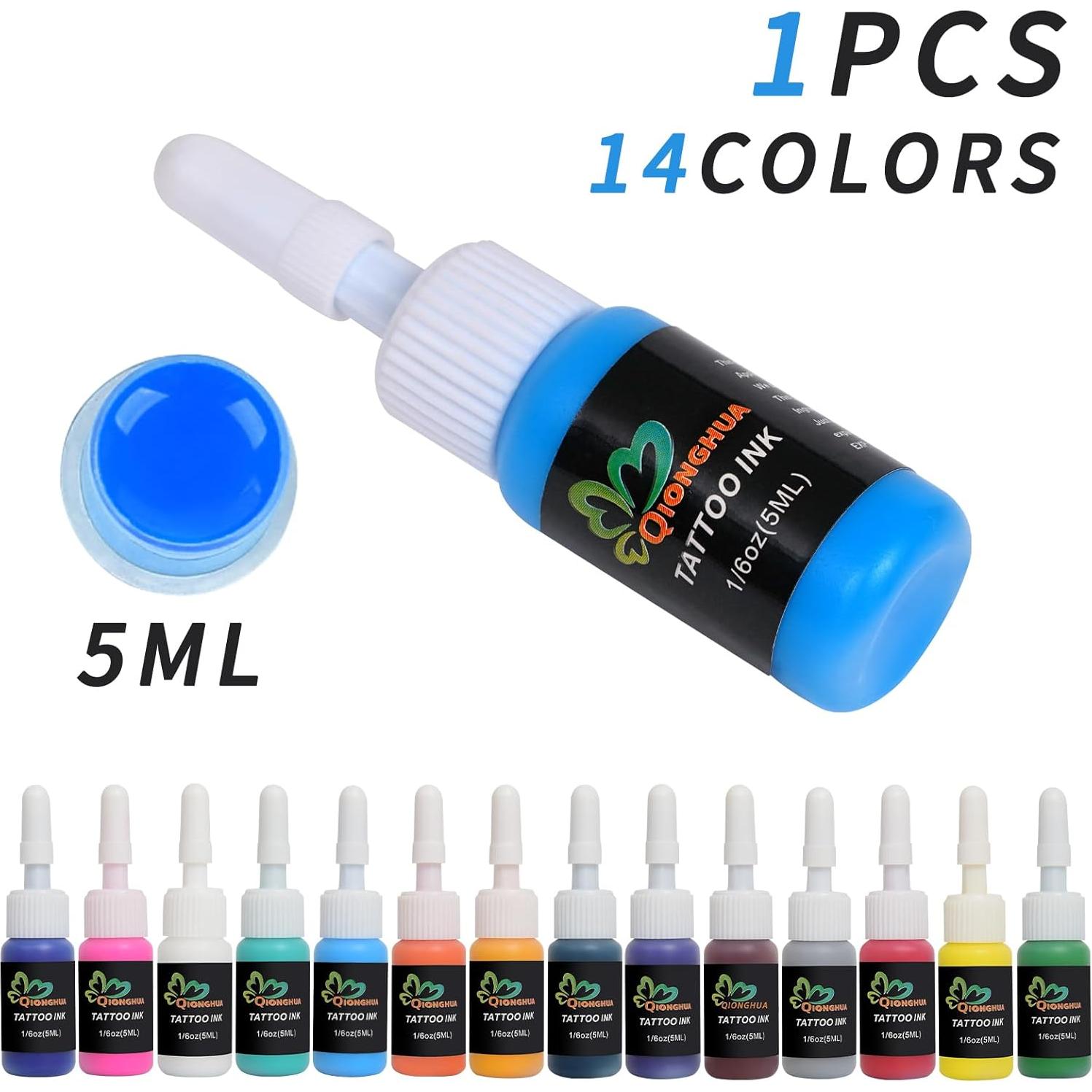Set de Tinta Profesional QIONGHUA 14 Colores 5 ml para Tatuajes