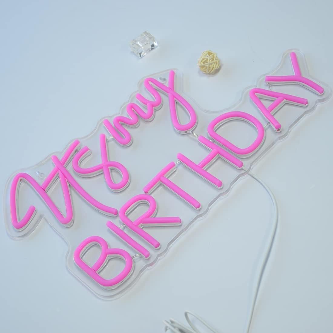 Letrero de Luz de Neón LED Rosa Planzo Es Mi Cumpleaños 40 cm