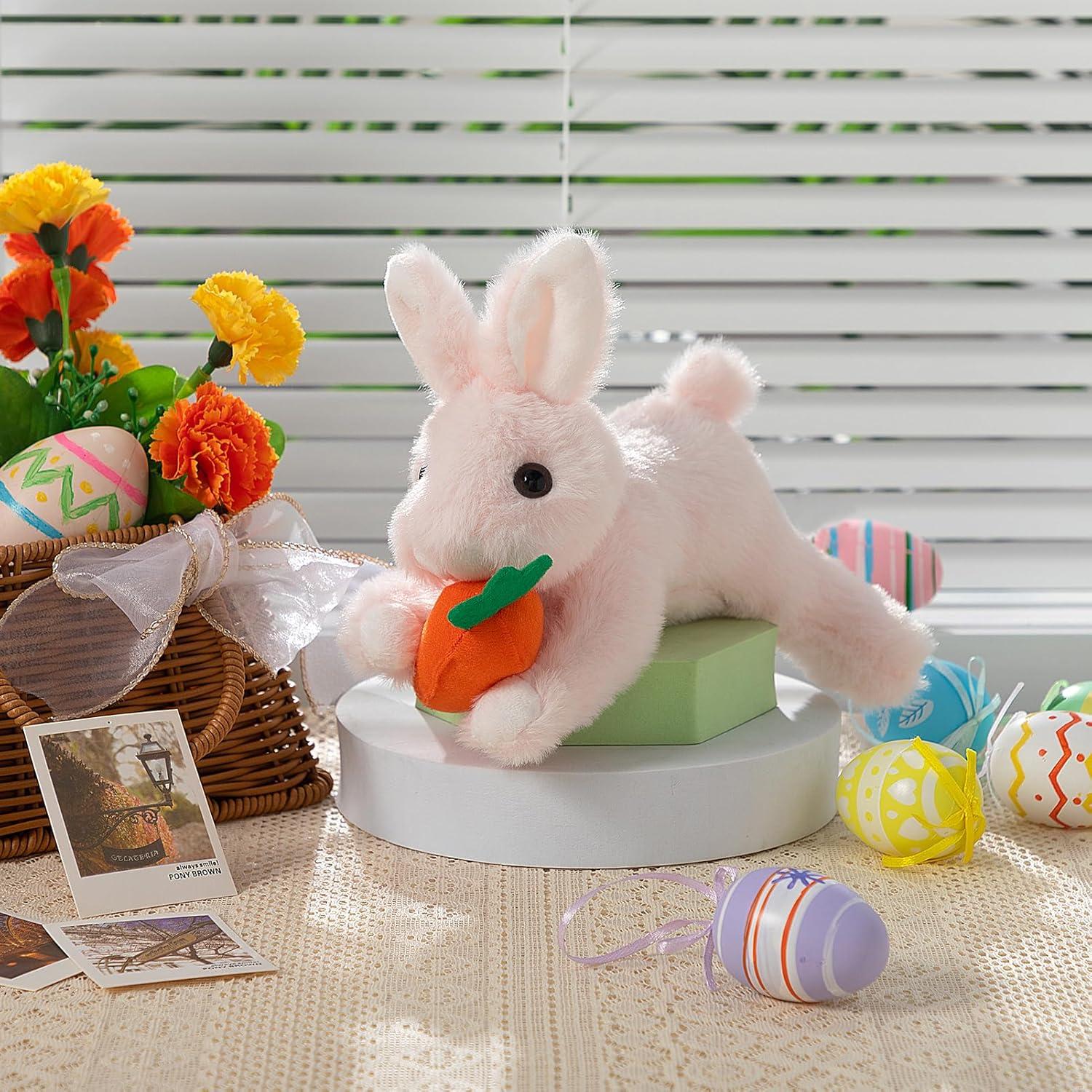 Conejo de Peluche Rosa HollyHOME 25.4 cm con Zanahoria