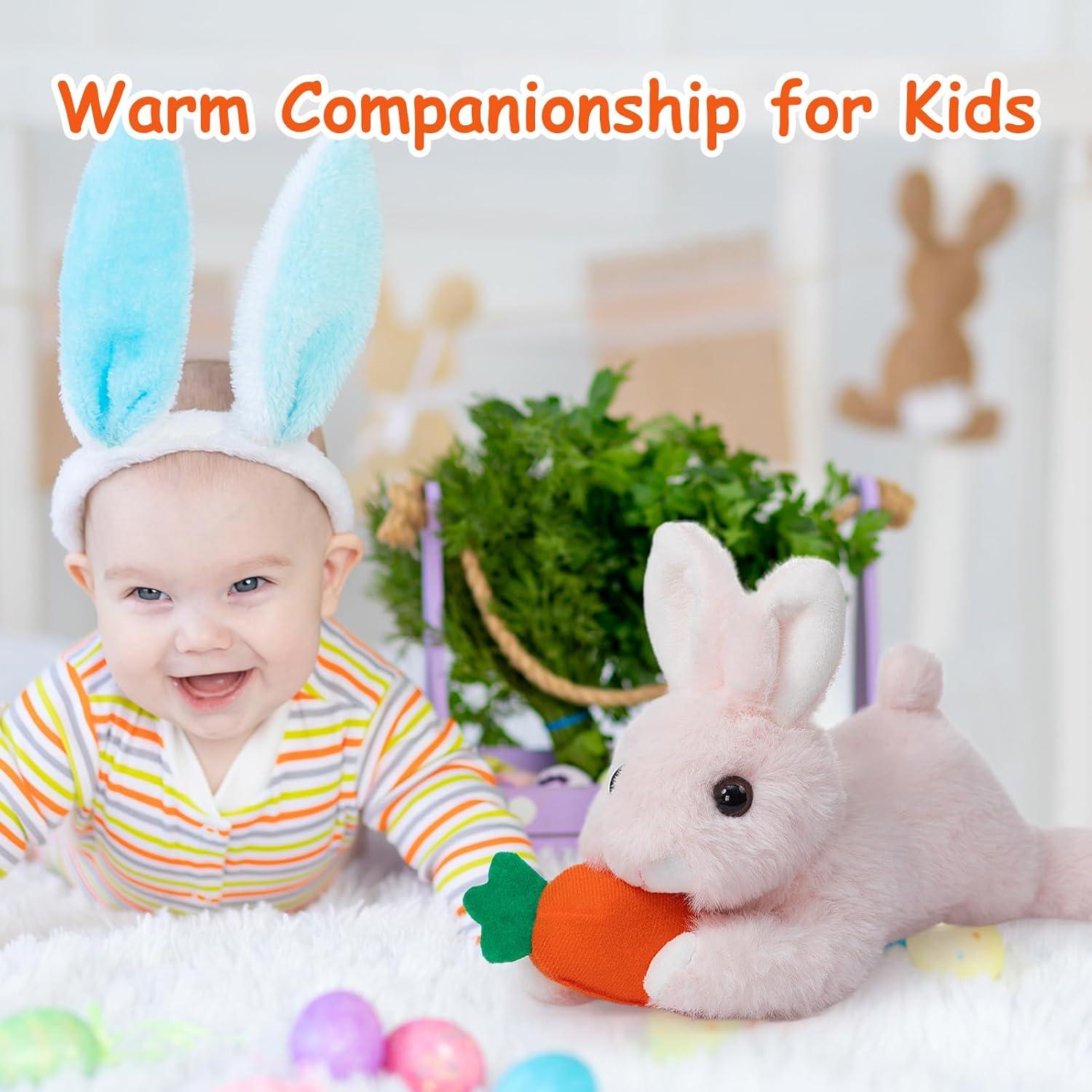 Conejo de Peluche Rosa HollyHOME 25.4 cm con Zanahoria