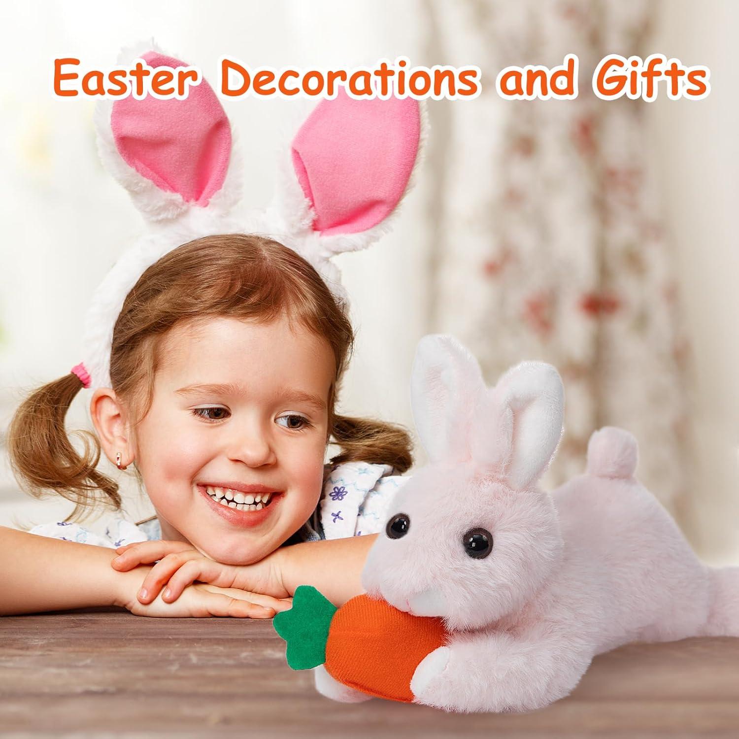 Conejo de Peluche Rosa HollyHOME 25.4 cm con Zanahoria