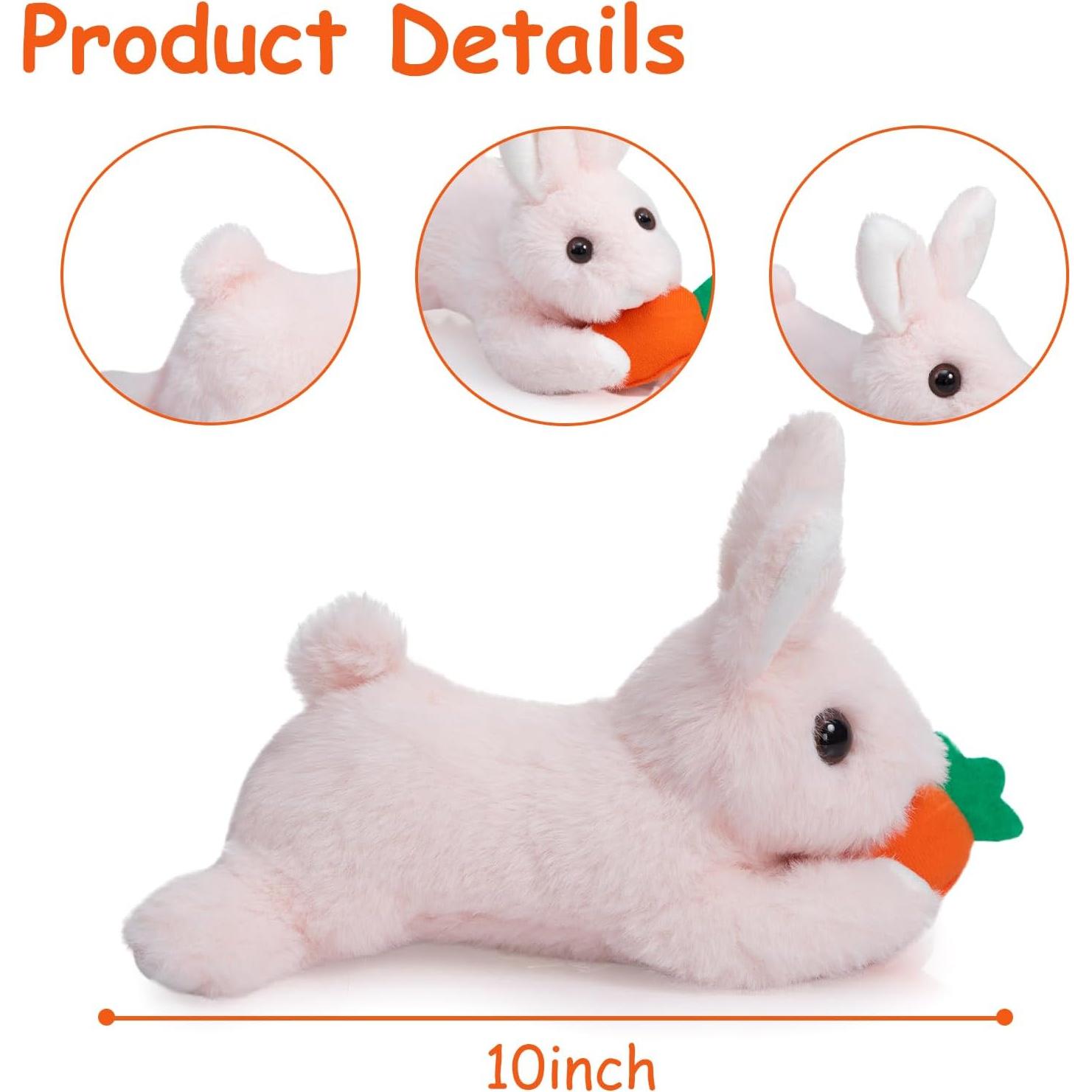 Conejo de Peluche Rosa HollyHOME 25.4 cm con Zanahoria