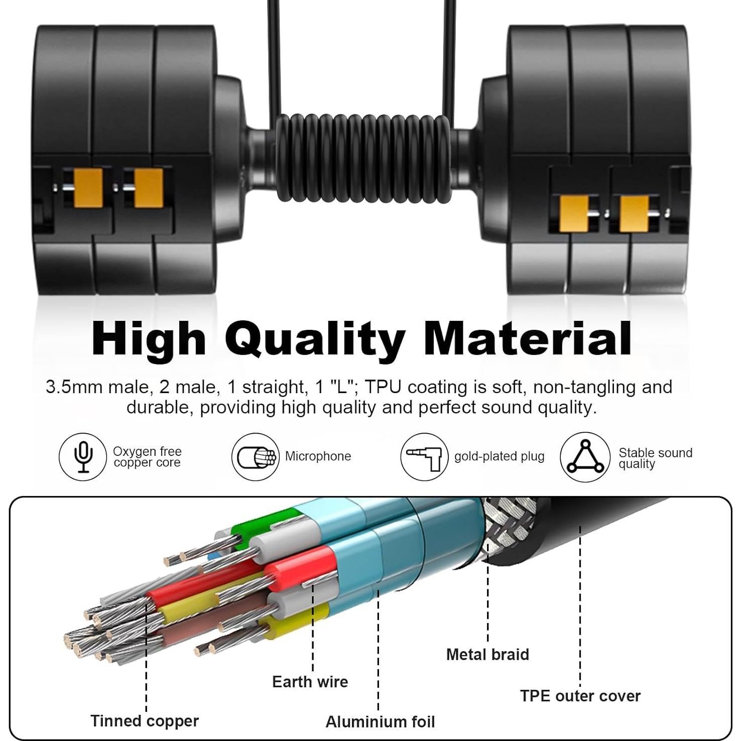 Cable de audio 3.5mm Lusgawer para auriculares Beats Solo 4/3/2