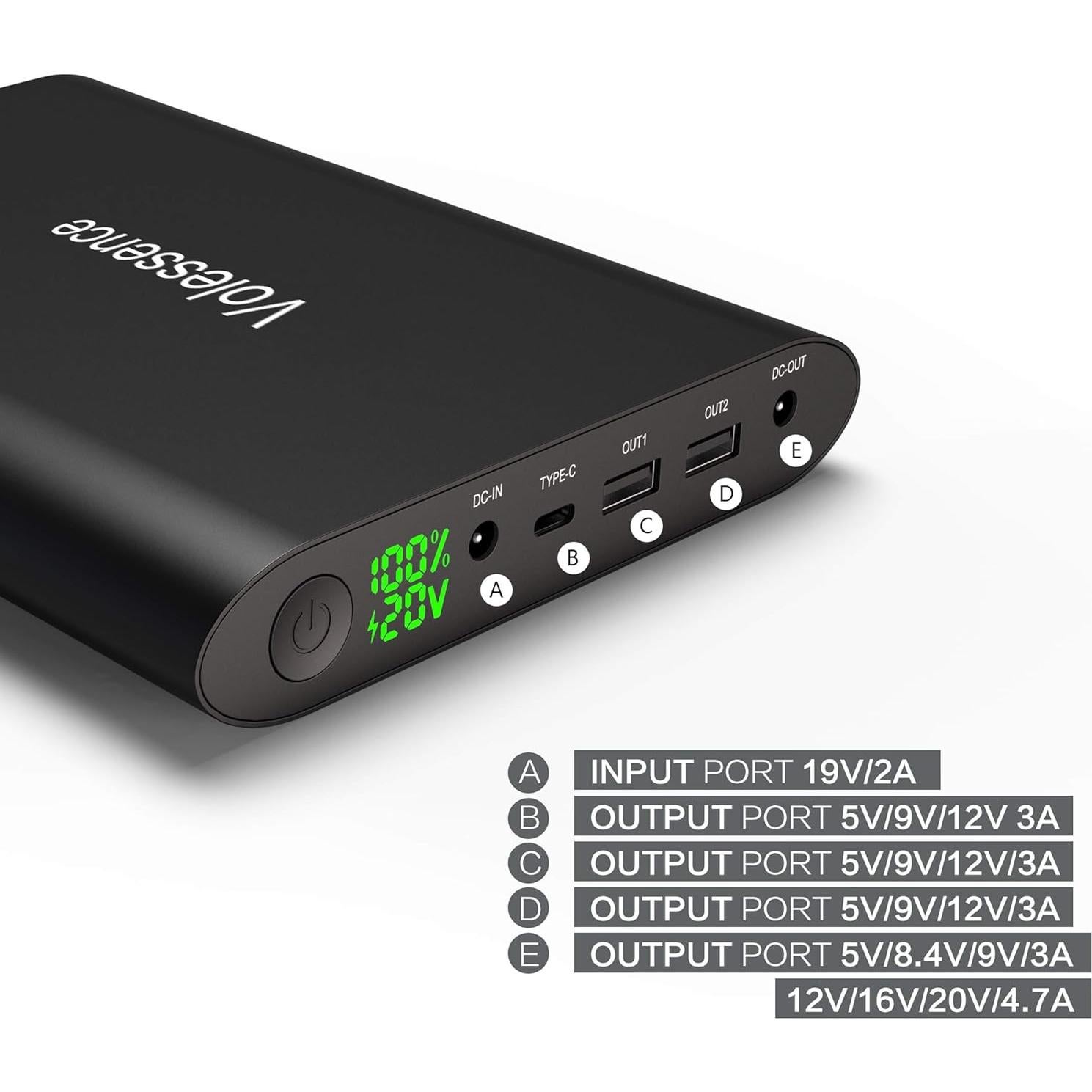 Banco de Energía 50000mAh Volessence para Laptop Carga Rápida