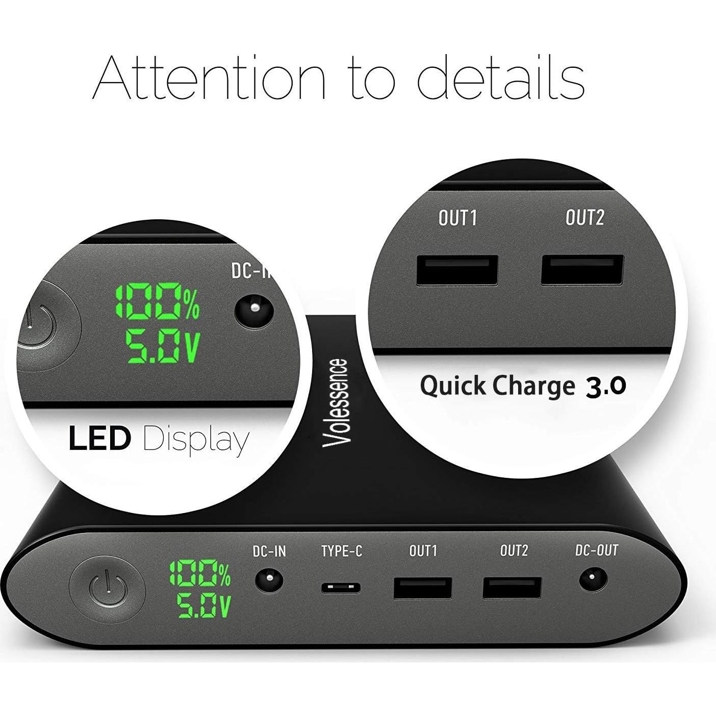 Banco de Energía 50000mAh Volessence para Laptop Carga Rápida