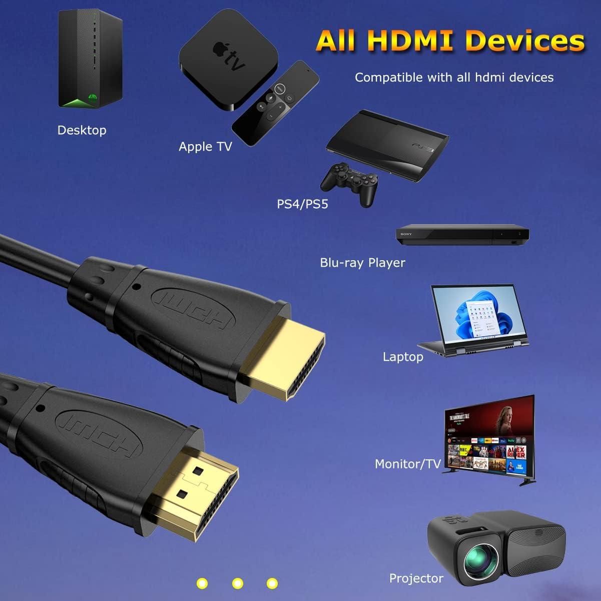 Cable HDMI 2.0 4K Corto 30.48 cm MOSIMLI - Paquete de 2