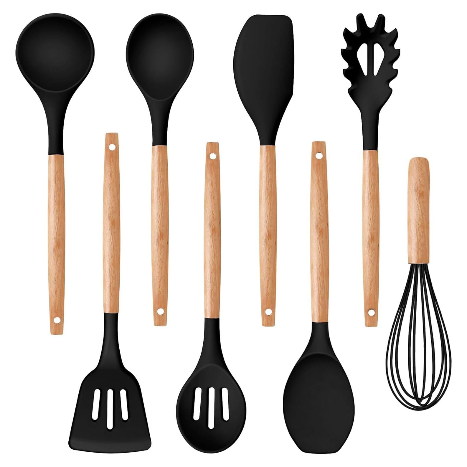 Juego de Utensilios de Cocina P&P CHEF 8 Piezas Silicona Madera