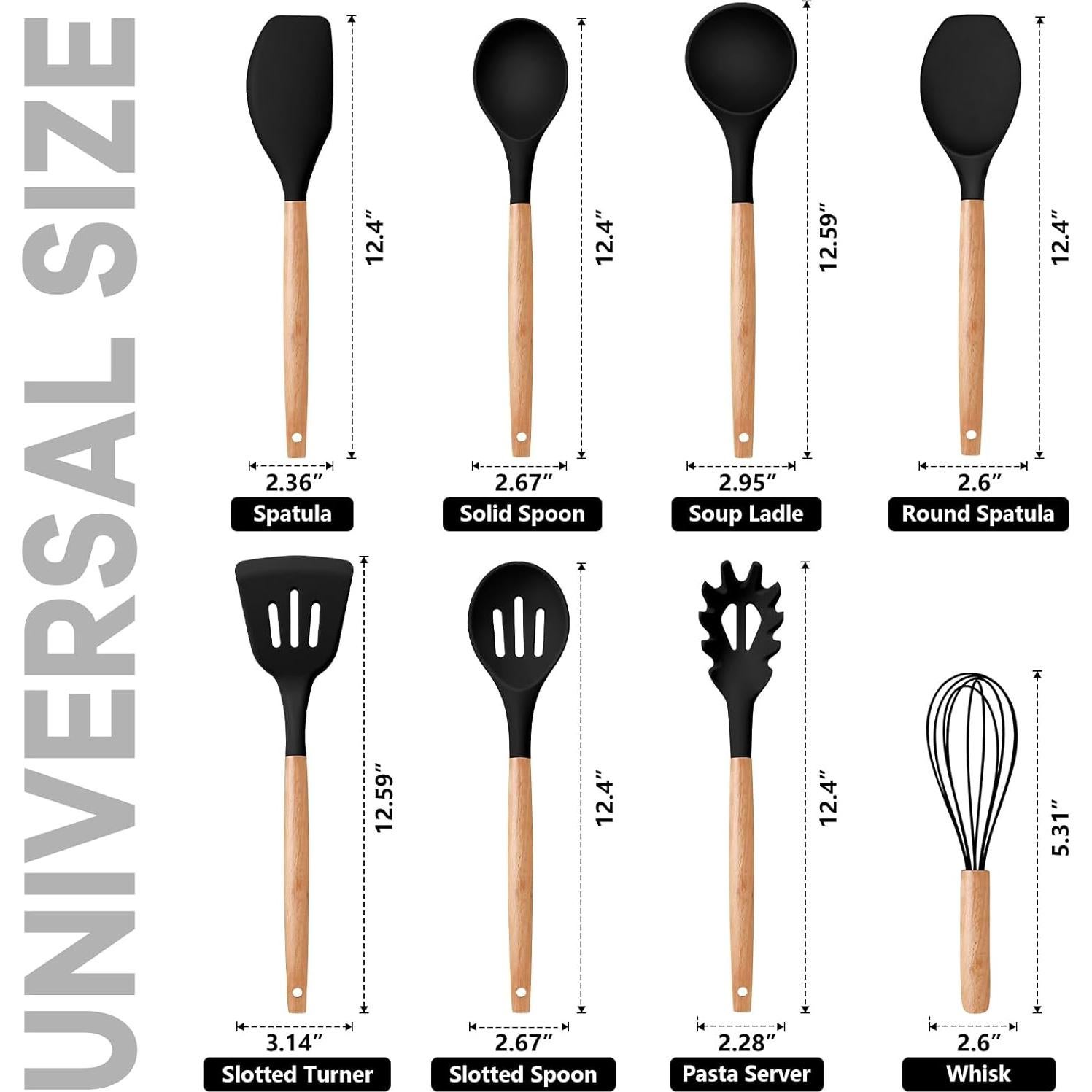 Juego de Utensilios de Cocina P&P CHEF 8 Piezas Silicona Madera