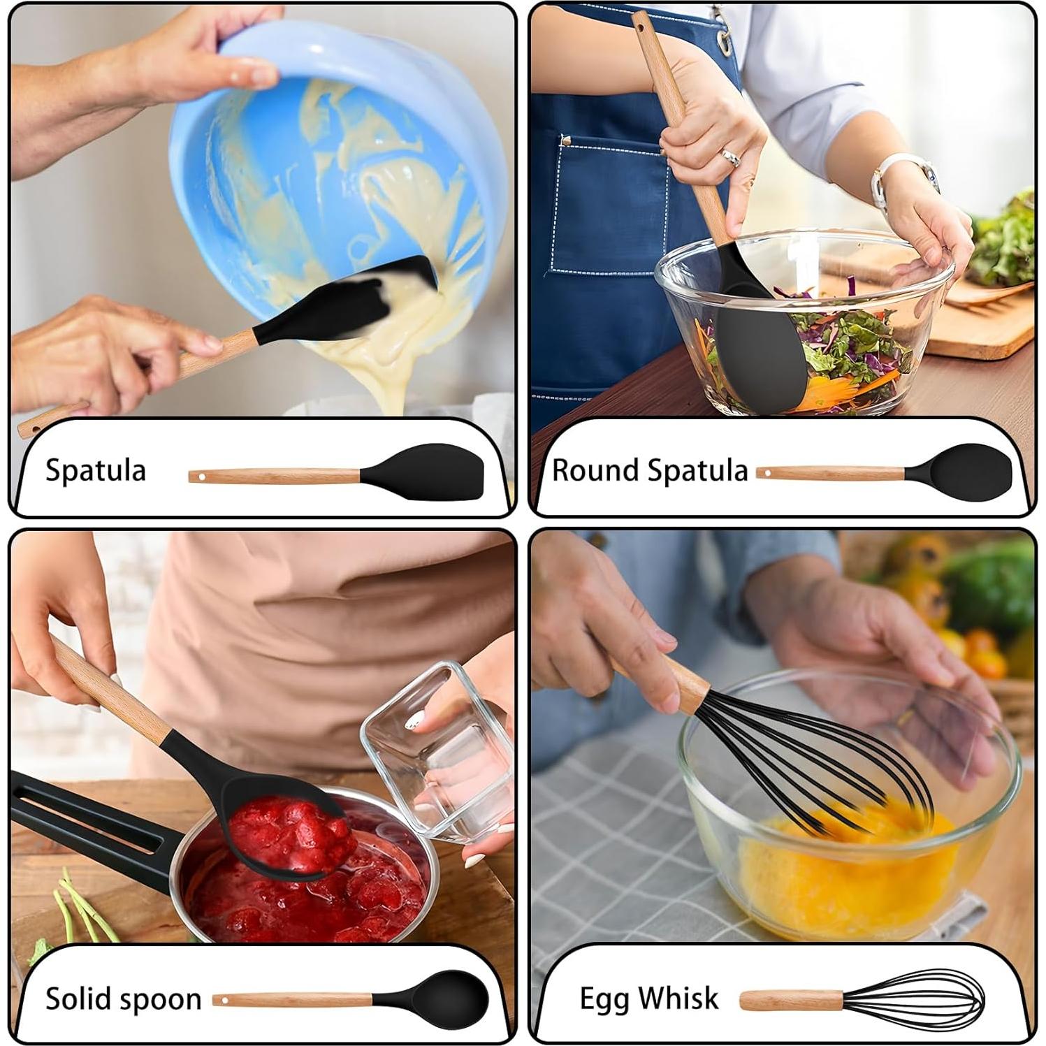 Juego de Utensilios de Cocina P&P CHEF 8 Piezas Silicona Madera