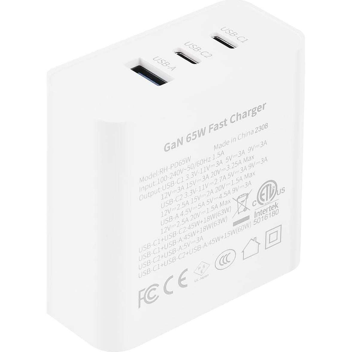 Cargador Rápido Security-01 65W USB-C GaN 3 Puertos