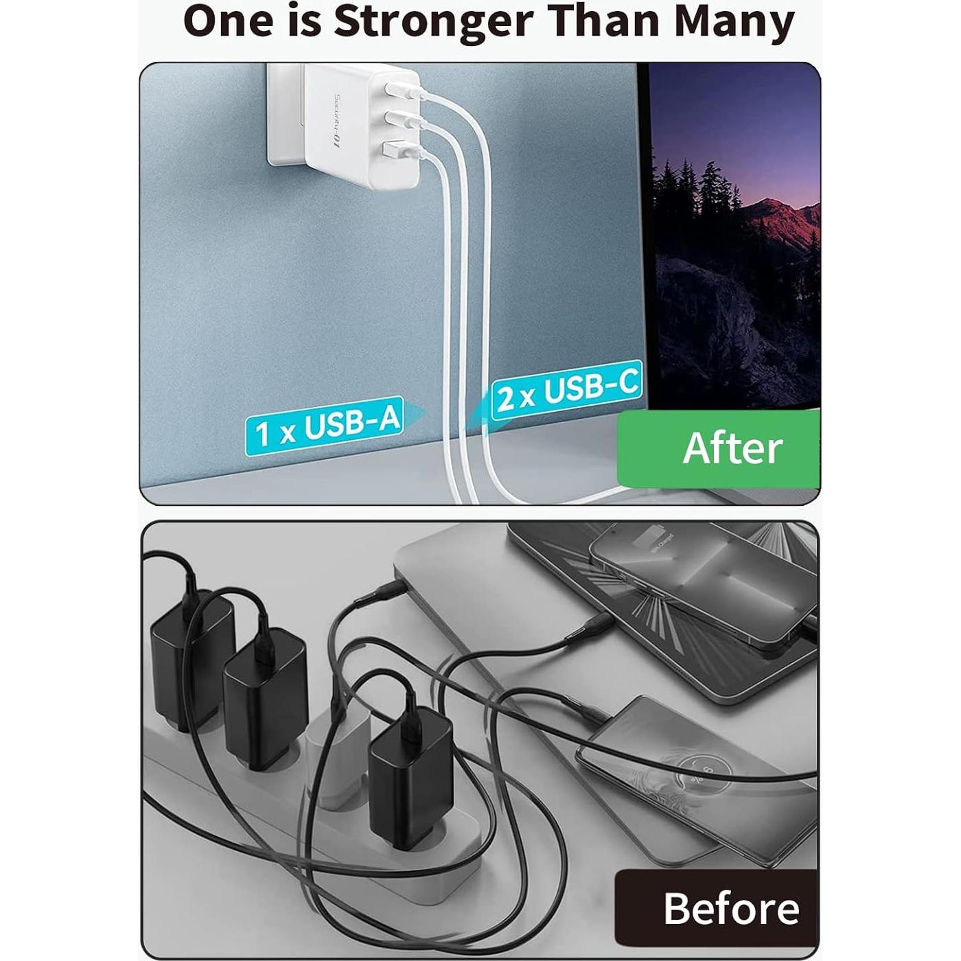 Cargador Rápido Security-01 65W USB-C GaN 3 Puertos