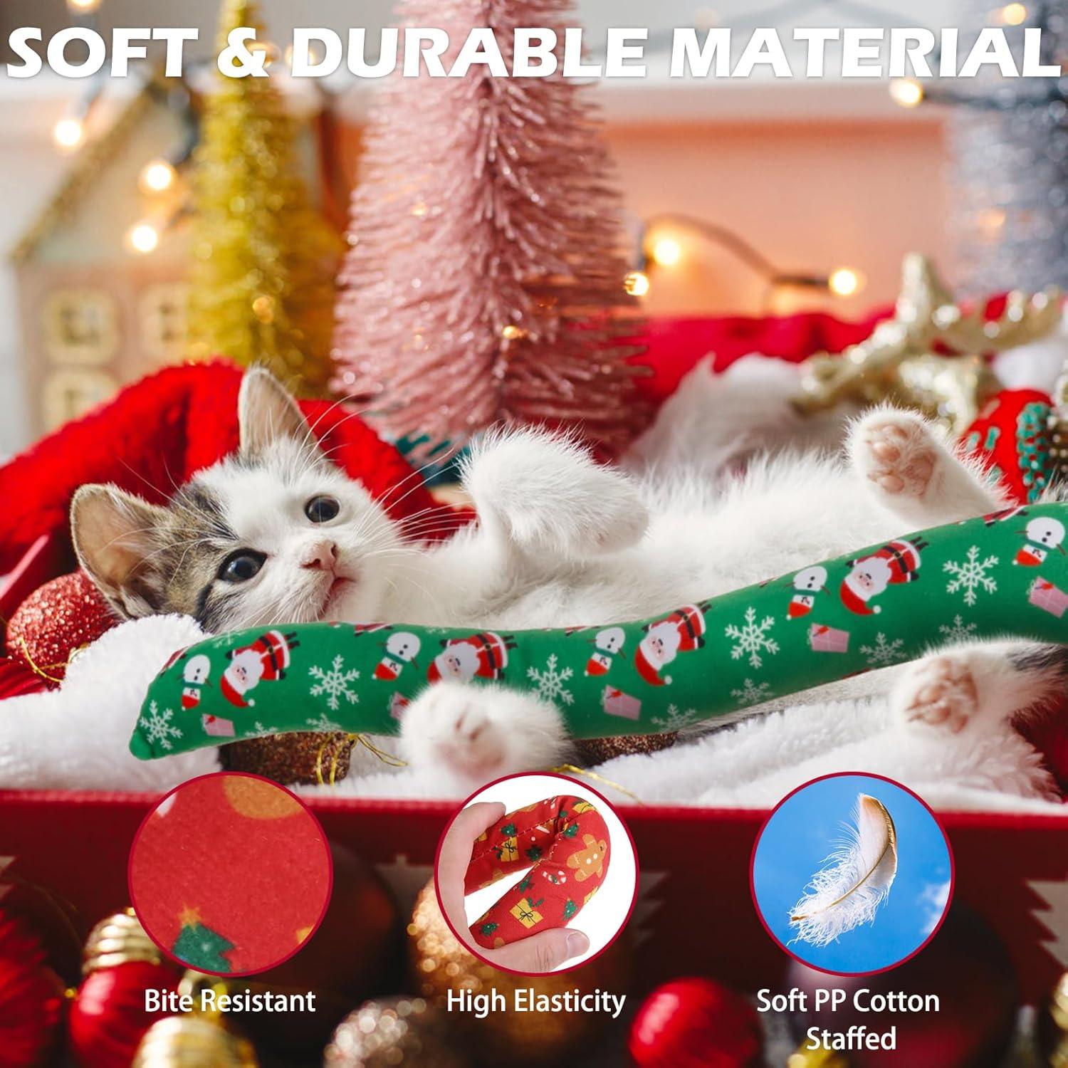 Juguetes de Gato de Navidad EXPAWLORER 4pcs Suaves con Hierba Gatera