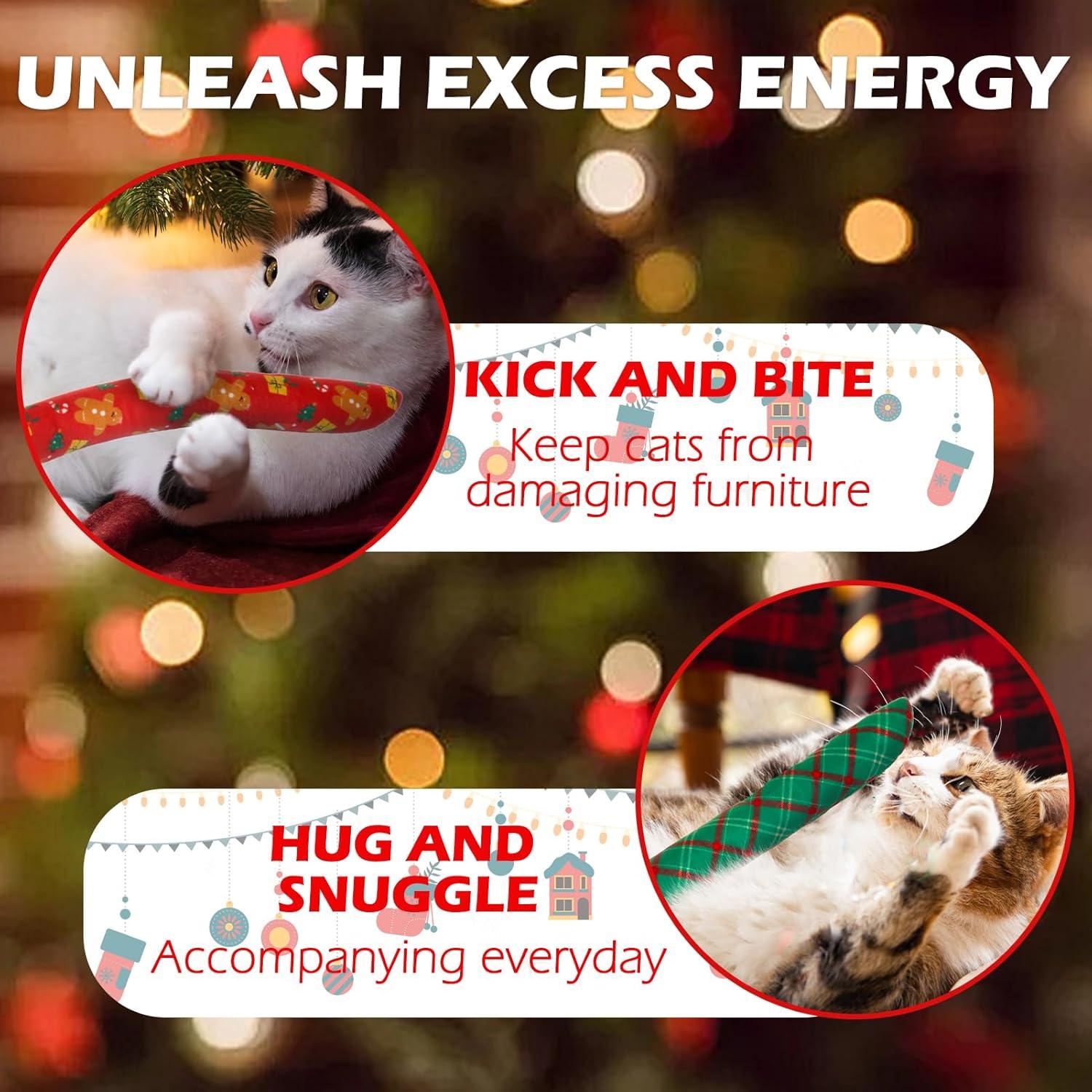 Juguetes de Gato de Navidad EXPAWLORER 4pcs Suaves con Hierba Gatera