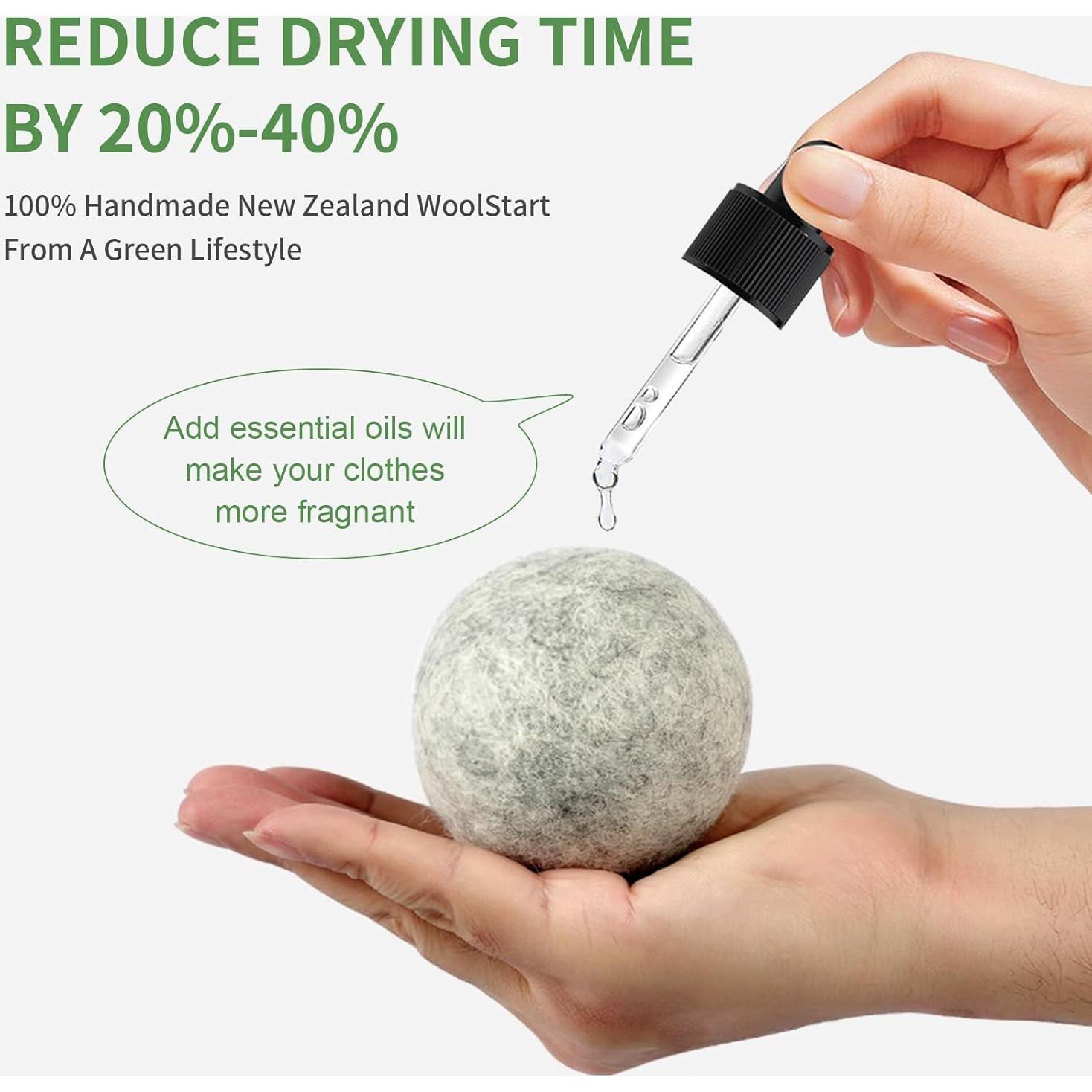 Bolas de Secado de Lana JUDUMALL XL 6.86 cm 100% Natural Gris